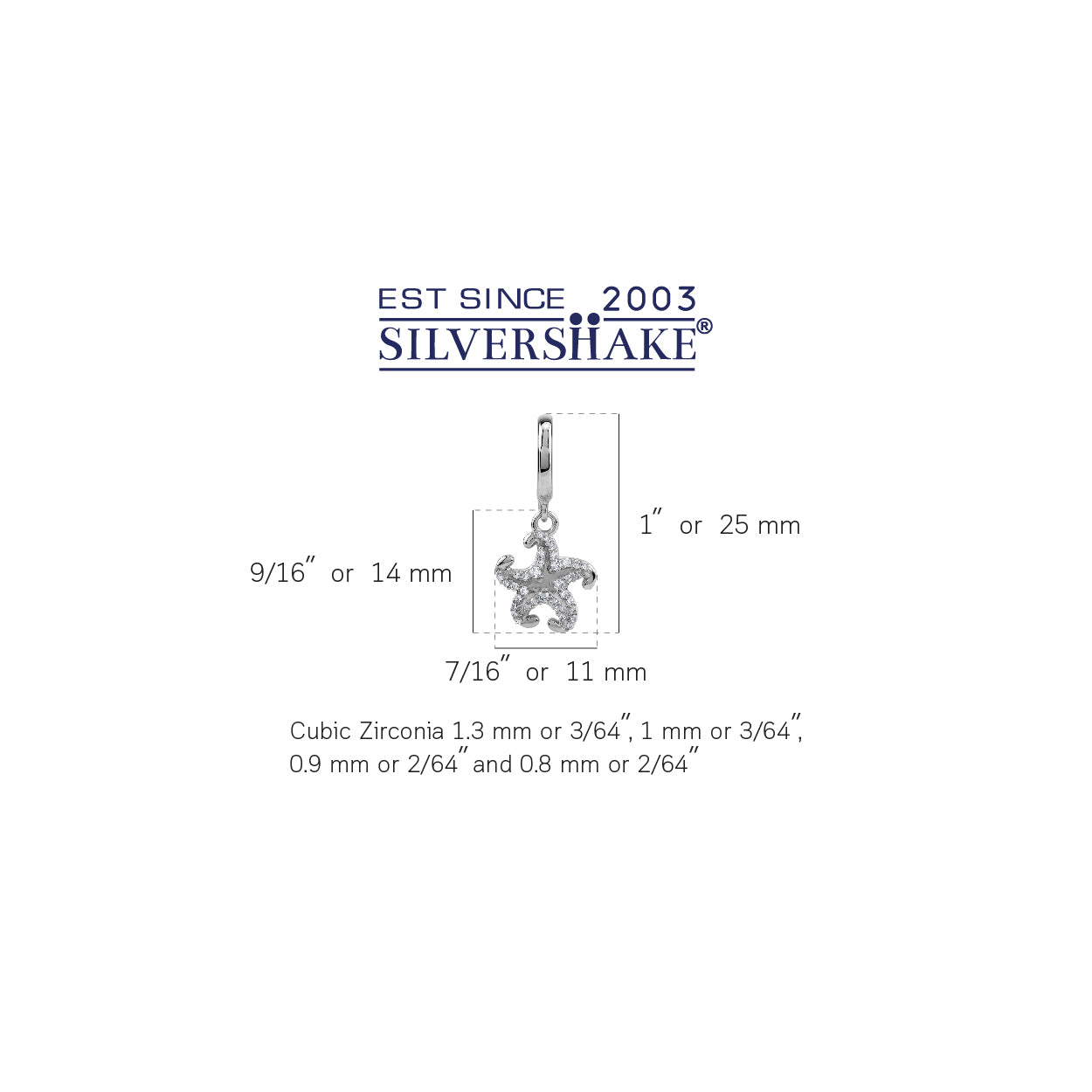 Silvershake Cubic Zirconia White Gold Plated 925 Sterling Silver Dangle Starfish Sealife Fashion in C Hoop Stud Post Earrings April Gemstone Birthstone Jewelry for Women - Silvershake-store