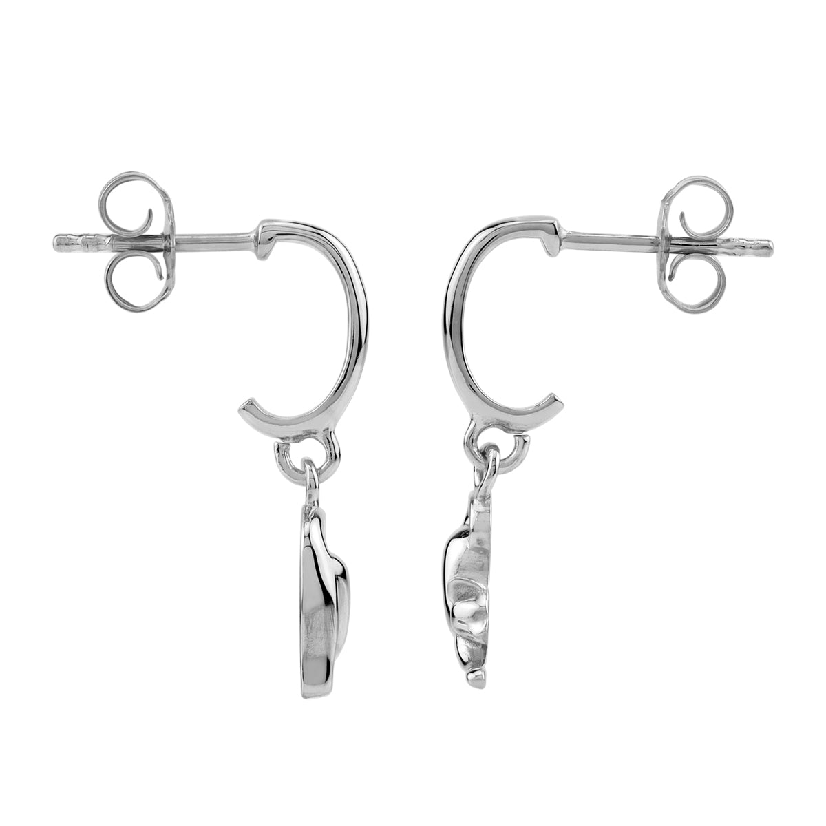 Silvershake White Gold Plated 925 Sterling Silver Minimalist Dangle Cat Pet Casual in C Hoop Stud Post Earrings Jewelry for Women - Silvershake-store