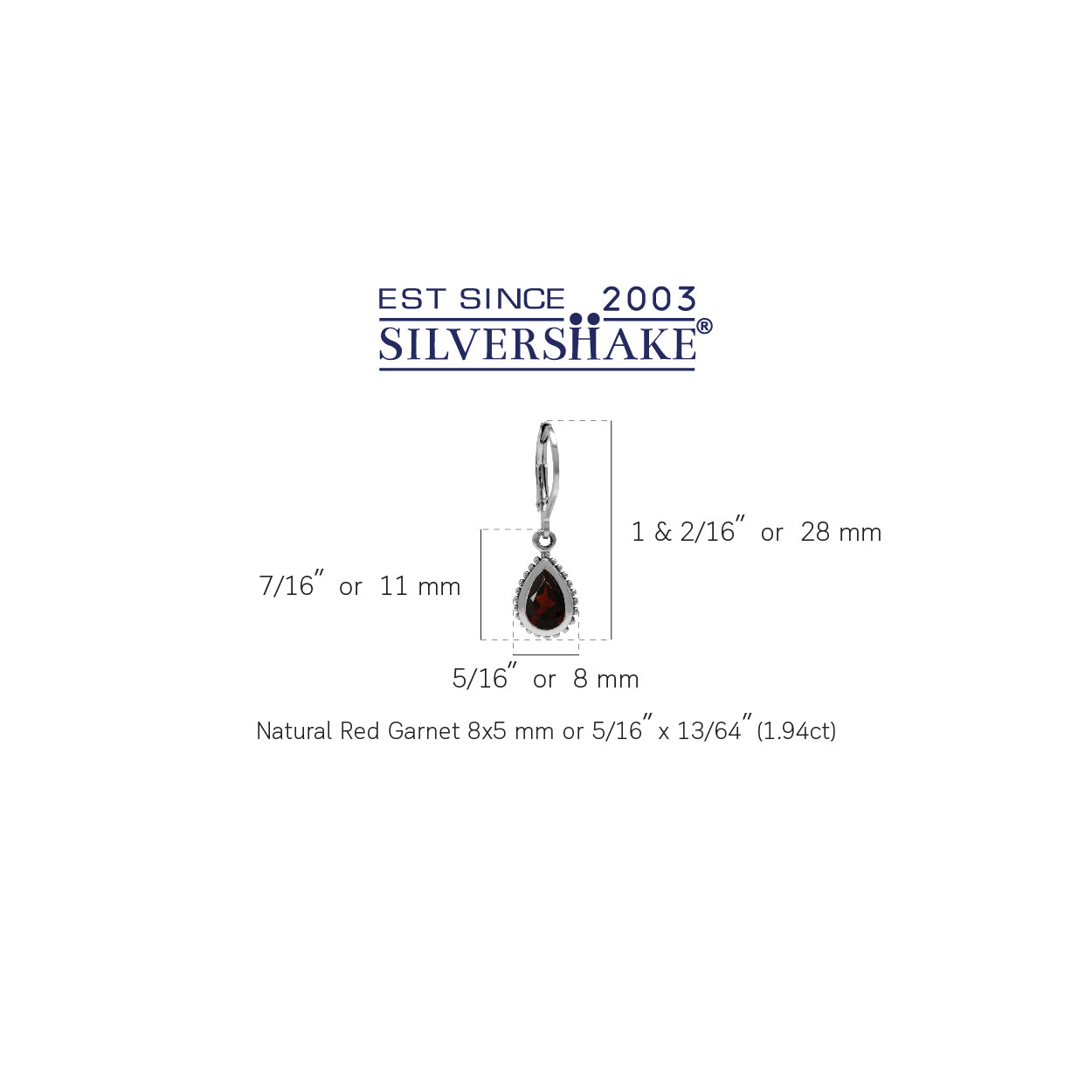 1.94ct. Natural Garnet 925 Sterling Silver Teardrop Dangle Leverback Earrings - Silvershake-store
