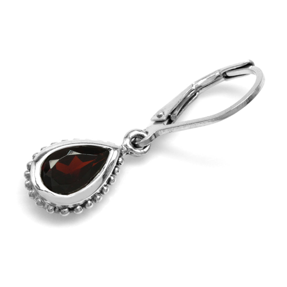 1.94ct. Natural Garnet 925 Sterling Silver Teardrop Dangle Leverback Earrings - Silvershake-store