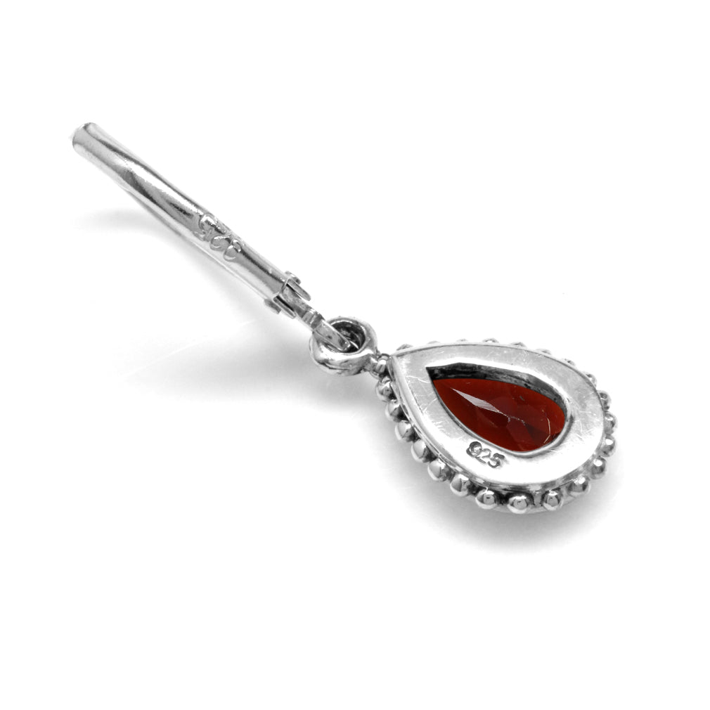 1.94ct. Natural Garnet 925 Sterling Silver Teardrop Dangle Leverback Earrings - Silvershake-store