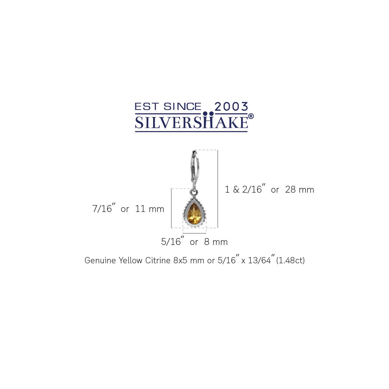 1.48ct. Natural Citrine 925 Sterling Silver Teardrop Dangle Leverback Earrings - Silvershake-store