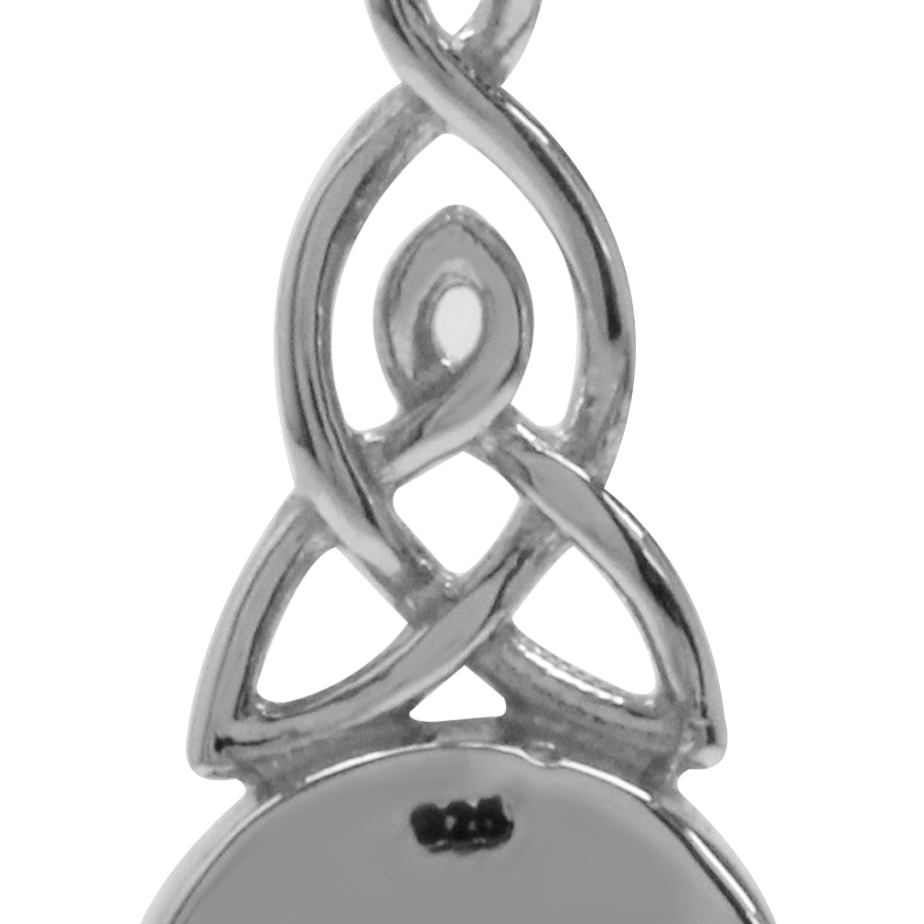 Natural Moonstone White Gold Plated 925 Sterling Silver Triquetra Celtic Knot Leverback Earrings - Silvershake-store