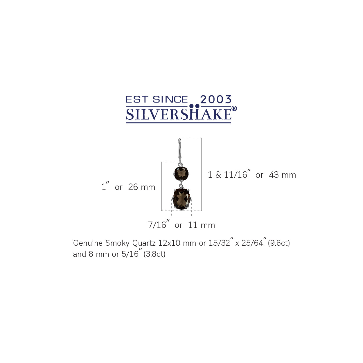 Silvershake 13.4 CTW Natural Cushion Shape Smoky Quartz White Gold Plated 925 Sterling Silver Leverback Dangle Gemstone Earrings - Silvershake-store