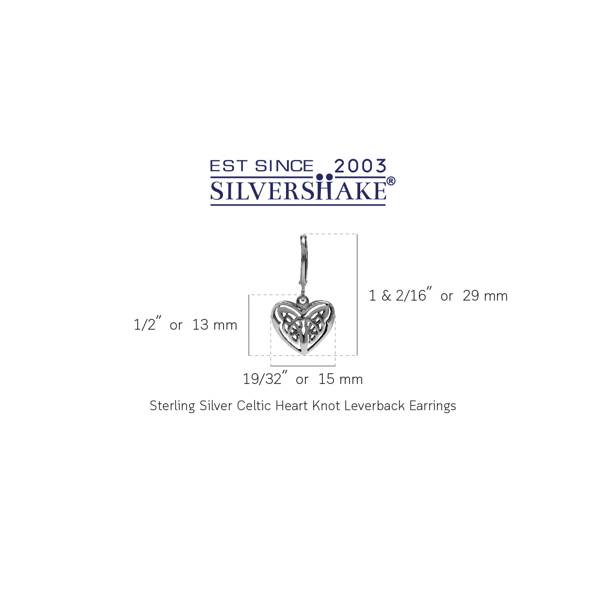 Silvershake 925 Sterling Silver Celtic Knot in Heart Leverback Dangle Earrings - Silvershake-store