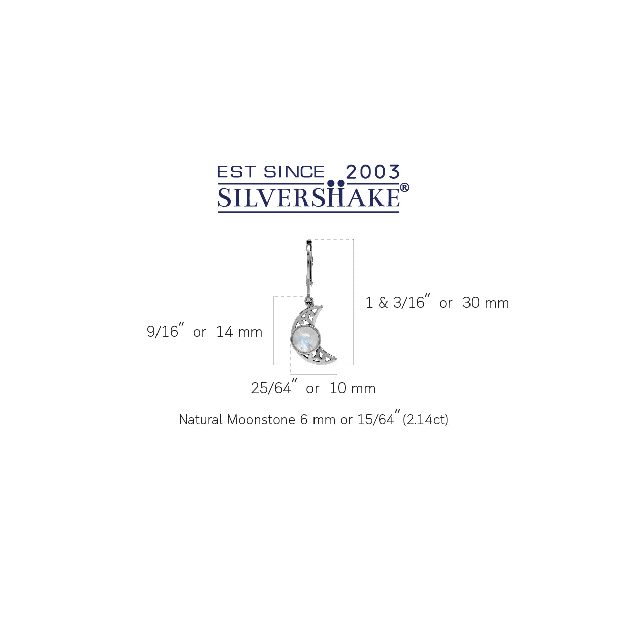 Silvershake Natural Moonstone 925 Sterling Silver Filigree Crescent Moon Leverback Dangle Earrings - Silvershake-store