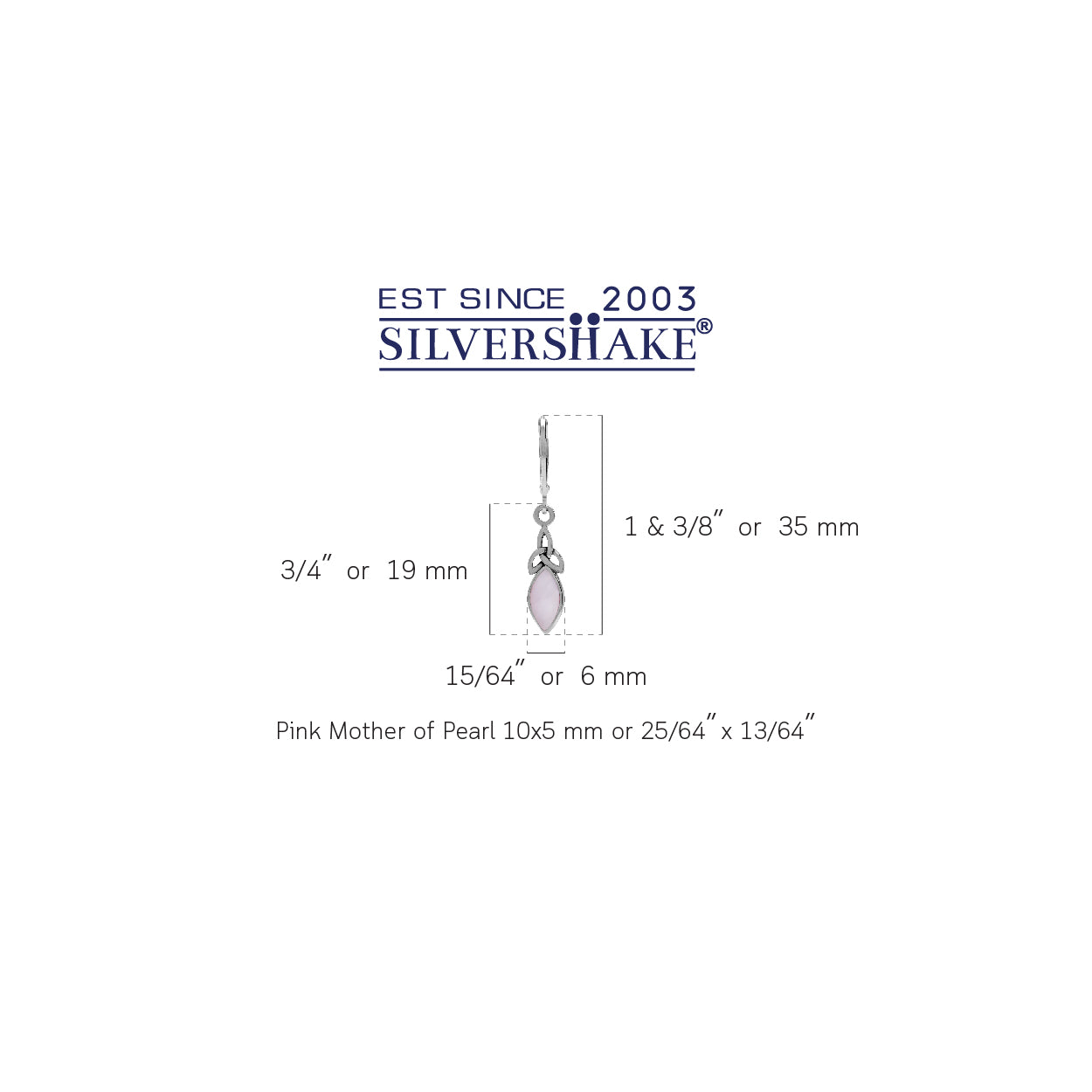 Silvershake Pink Mother of Pearl Inlay 925 Sterling Silver Triquetra Celtic Knot Leverback Dangle Earrings - Silvershake-store