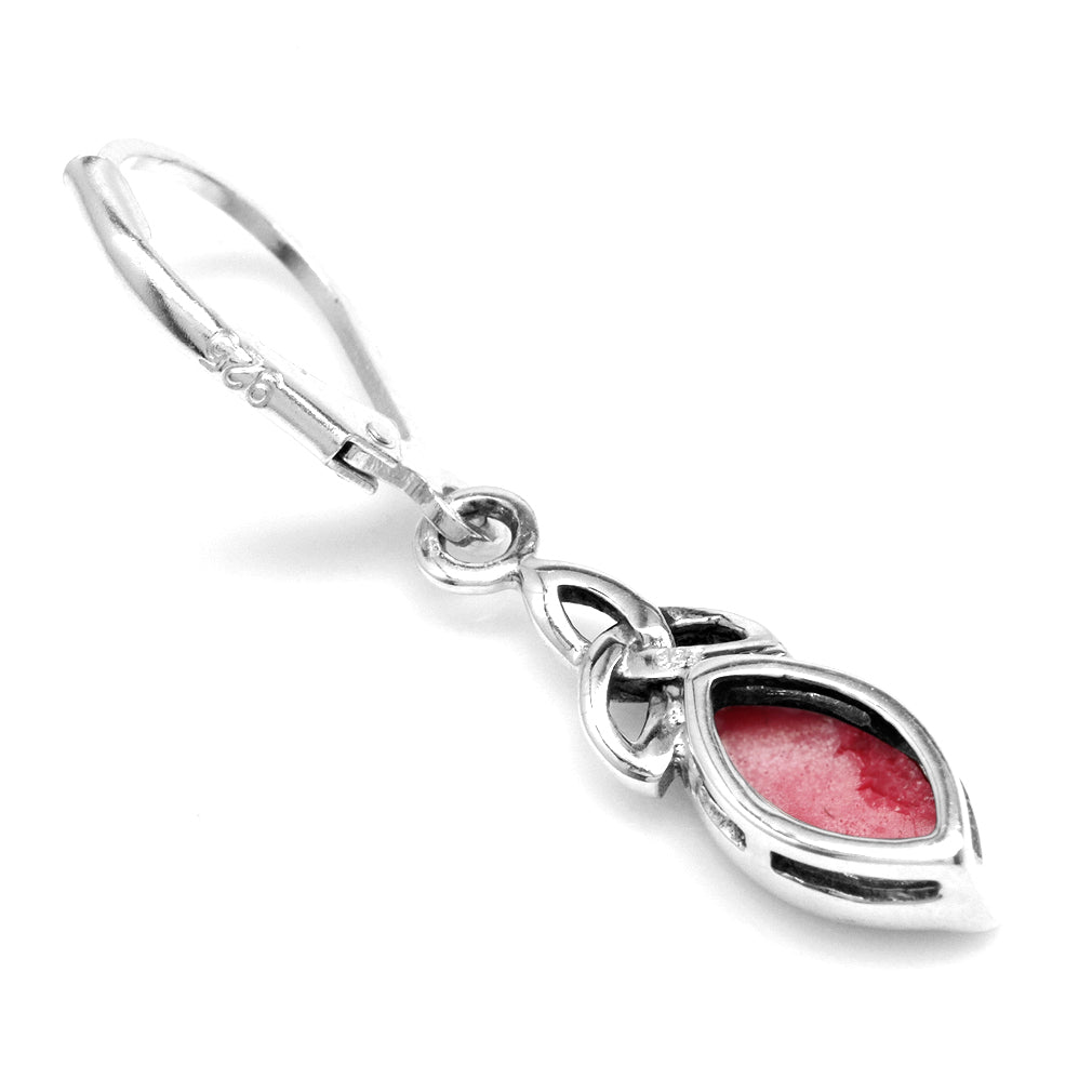 Silvershake Pink Mother of Pearl Inlay 925 Sterling Silver Triquetra Celtic Knot Leverback Dangle Earrings - Silvershake-store