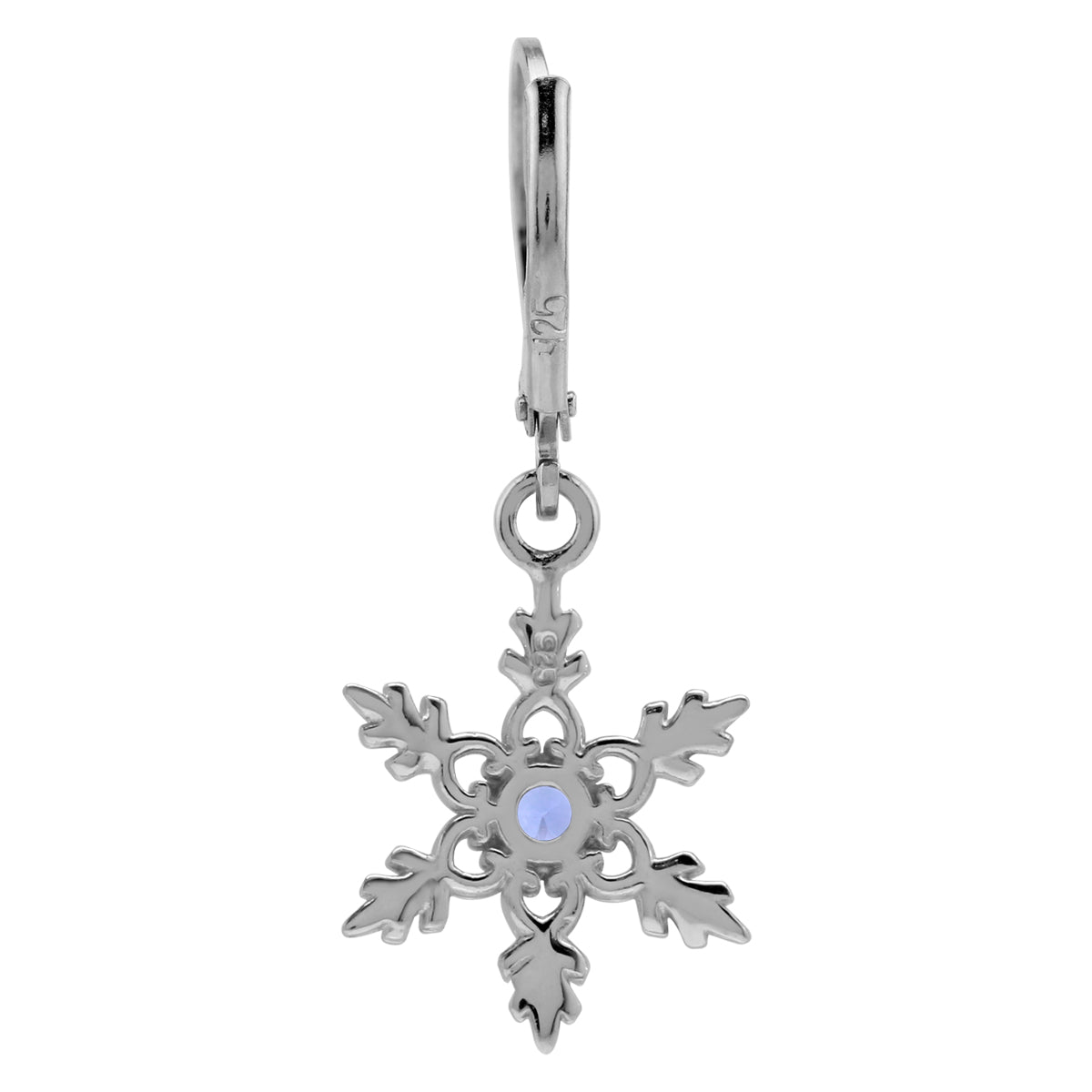 Silvershake Genuine Tanzanite 925 Sterling Silver Snowflake Leverback Dangle Earrings - Silvershake-store