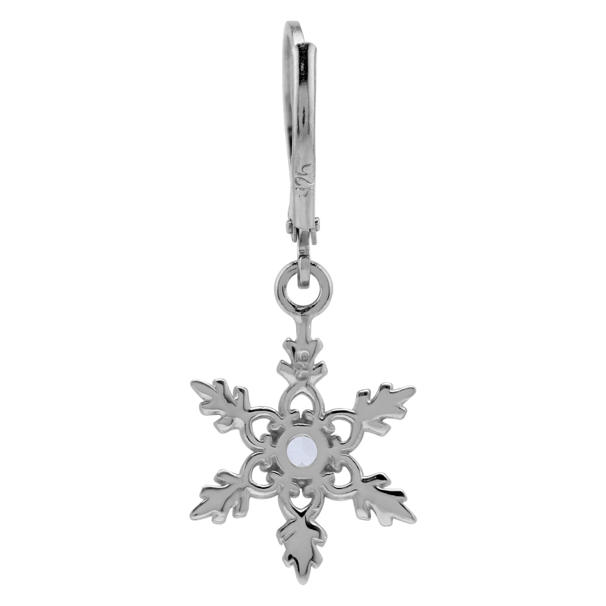 Silvershake Genuine White Topaz 925 Sterling Silver Snowflake Leverback Dangle Earrings - Silvershake-store