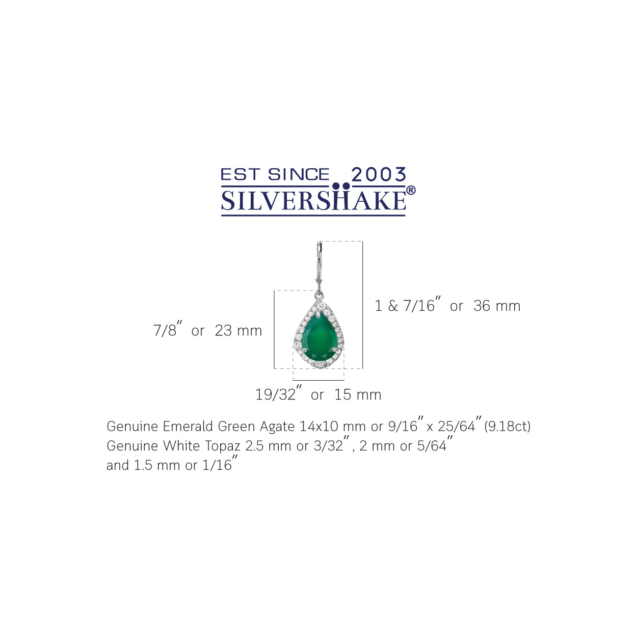 Silvershake Huge 9.18ct. Emerald Green Agate and White Topaz Gold Plated 925 Sterling Silver Leverback Earrings - Silvershake-store