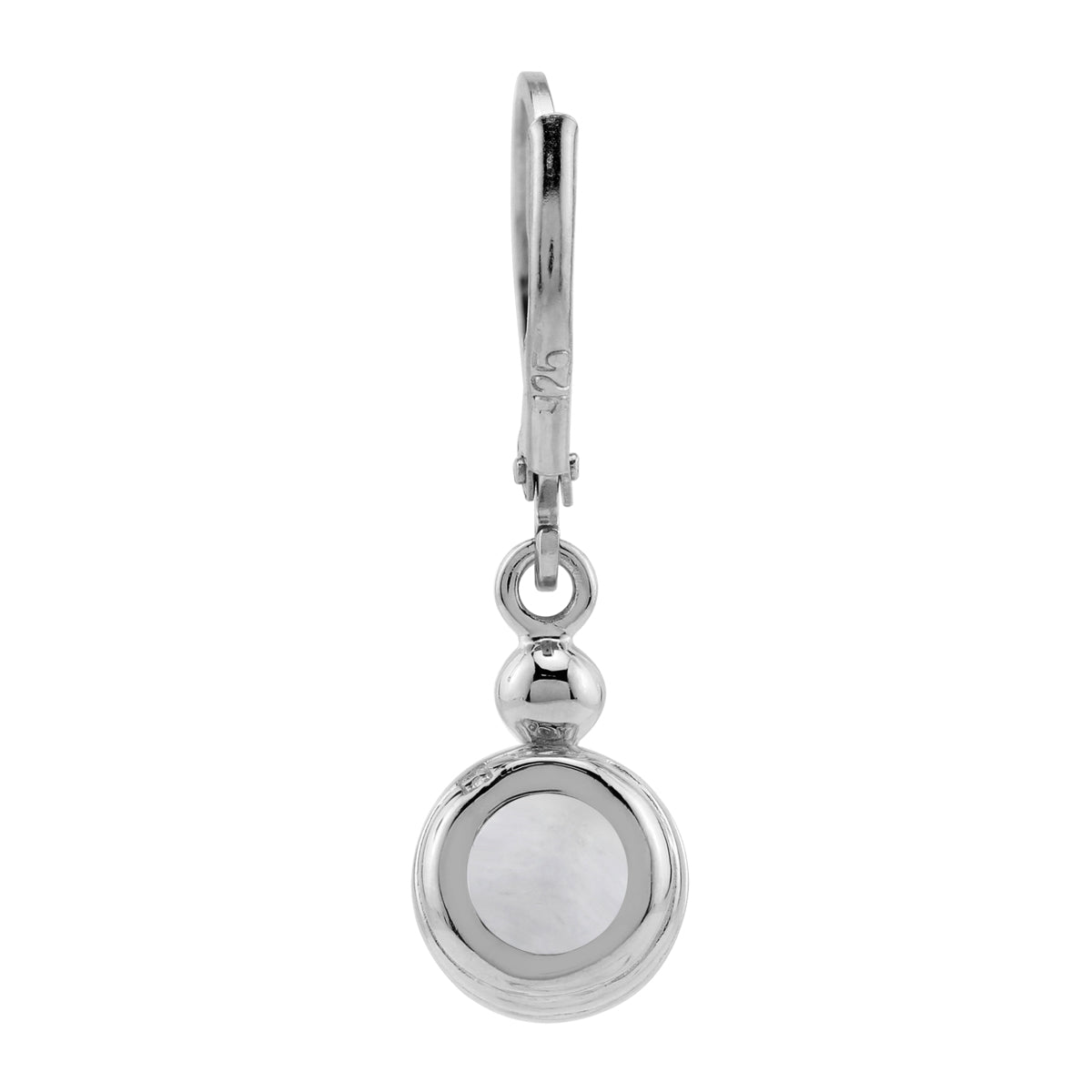 6MM Natural Round Shape Moonstone White Gold Plated 925 Sterling Silver Casual Leverback Dangle Earrings - Silvershake-store