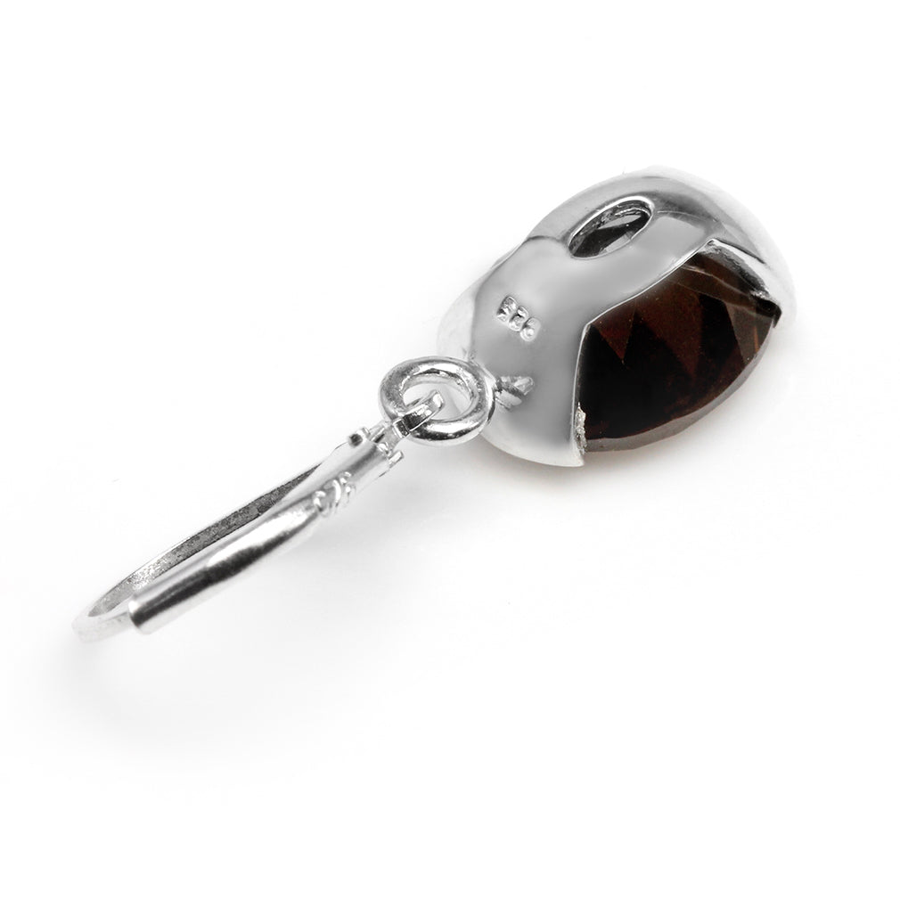 8.92ct. 12x10mm Natural Oval Shape Smoky Quartz 925 Sterling Silver Leverback Dangle Earrings - Silvershake-store