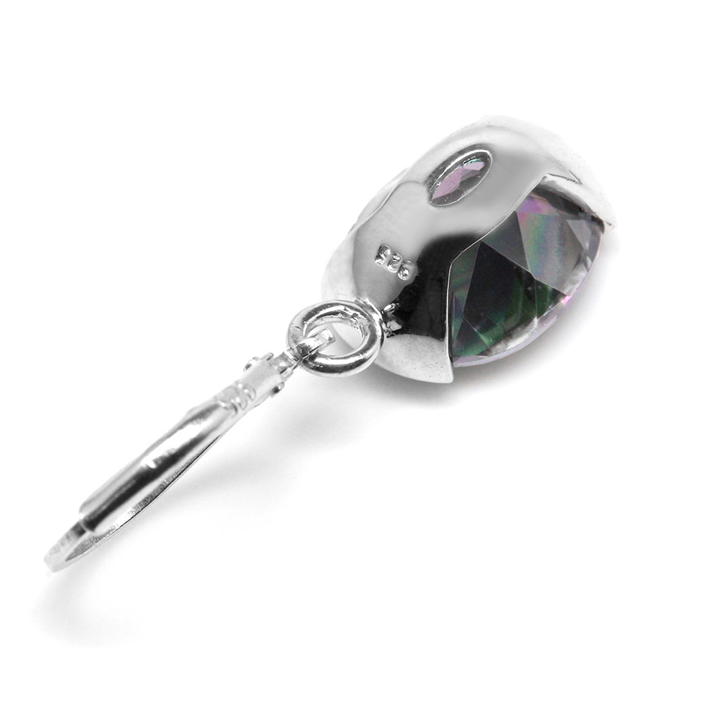 11.18ct. 12x10mm Oval Shape Mystic Fire Topaz 925 Sterling Silver Leverback Dangle Earrings - Silvershake-store