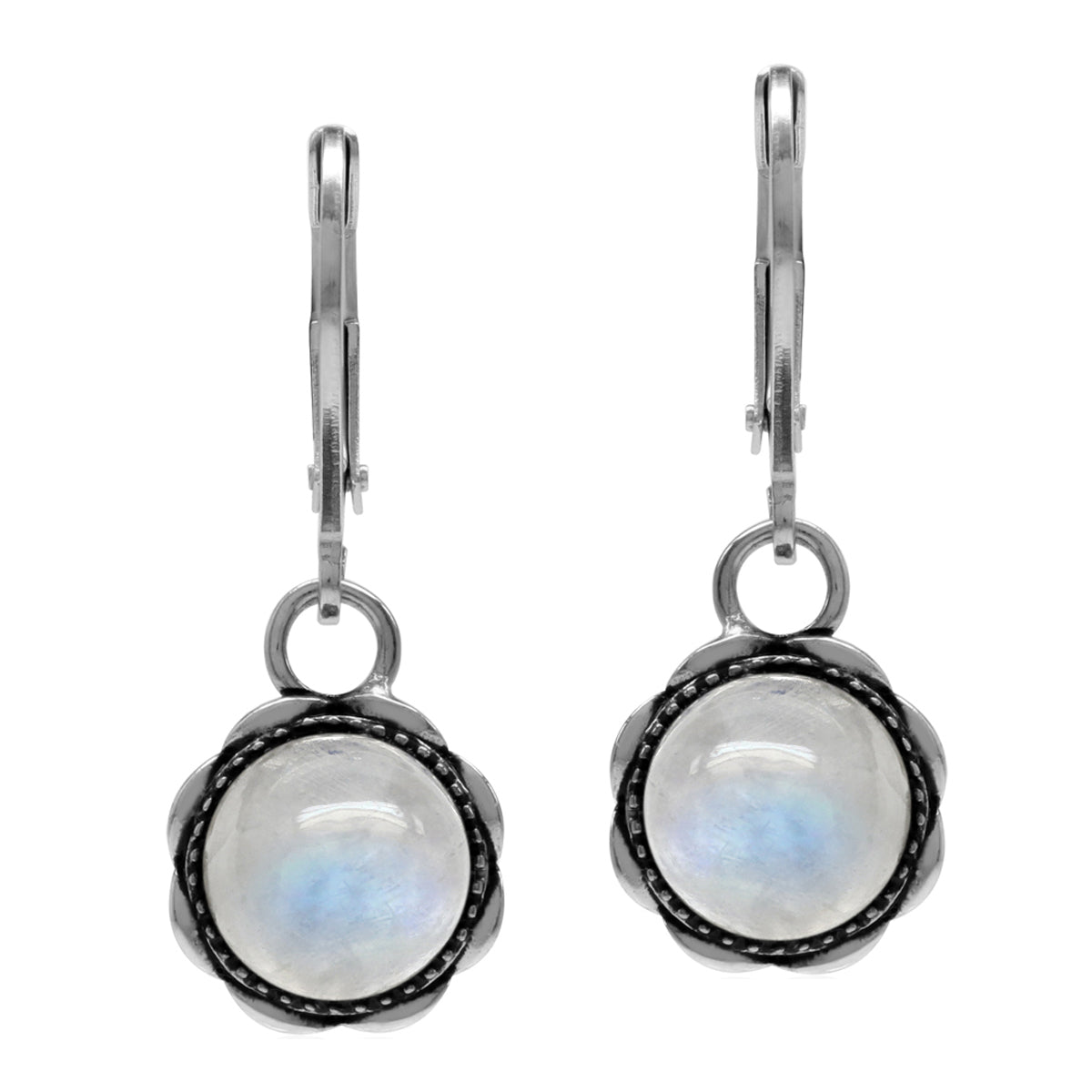 Natural Moonstone 925 Sterling Silver Filigree Leverback Dangle Earrings - Silvershake-store