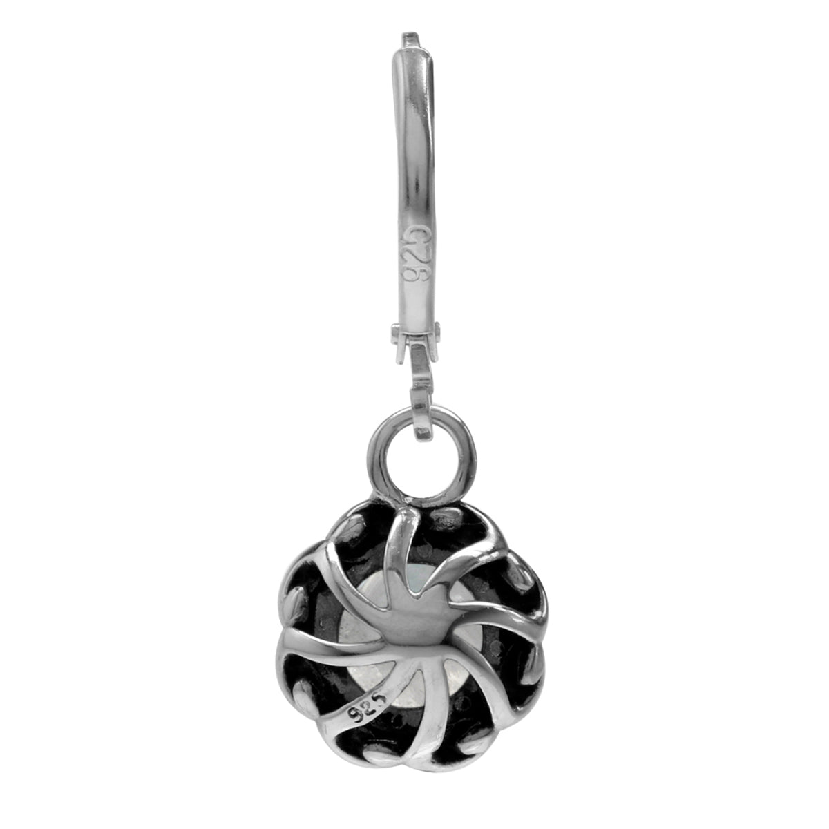 Natural Moonstone 925 Sterling Silver Filigree Leverback Dangle Earrings - Silvershake-store