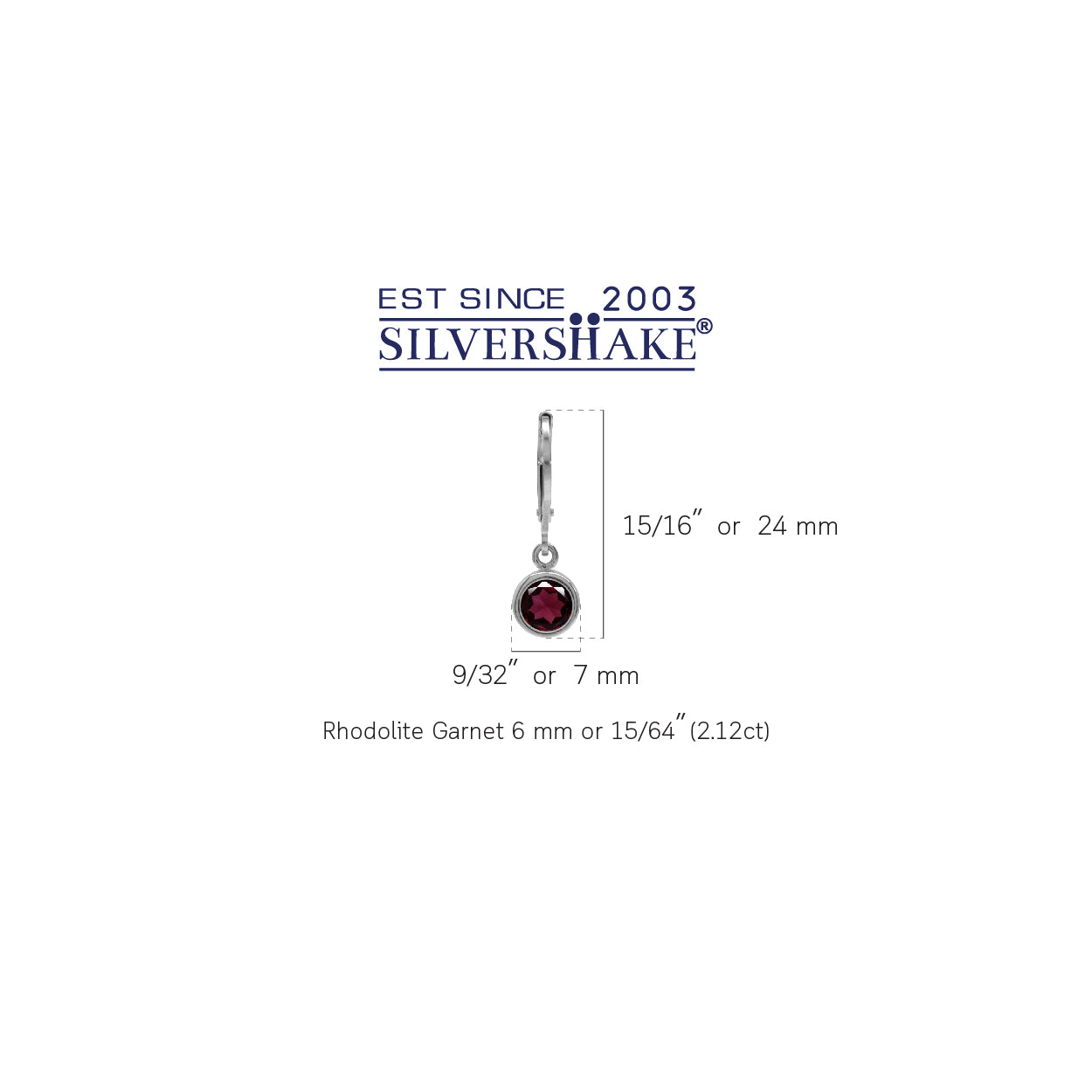 2.12ct. 6mm Natural Round Rhodolite Garnet 925 Sterling Silver Bezel Set Leverback Dangle Earrings - Silvershake-store
