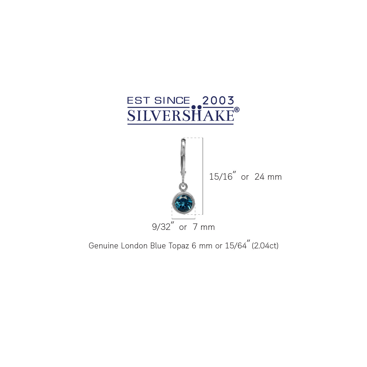 2.04ct. 6mm Genuine London Blue Topaz 925 Sterling Silver Bezel Set Leverback Dangle Earrings - Silvershake-store