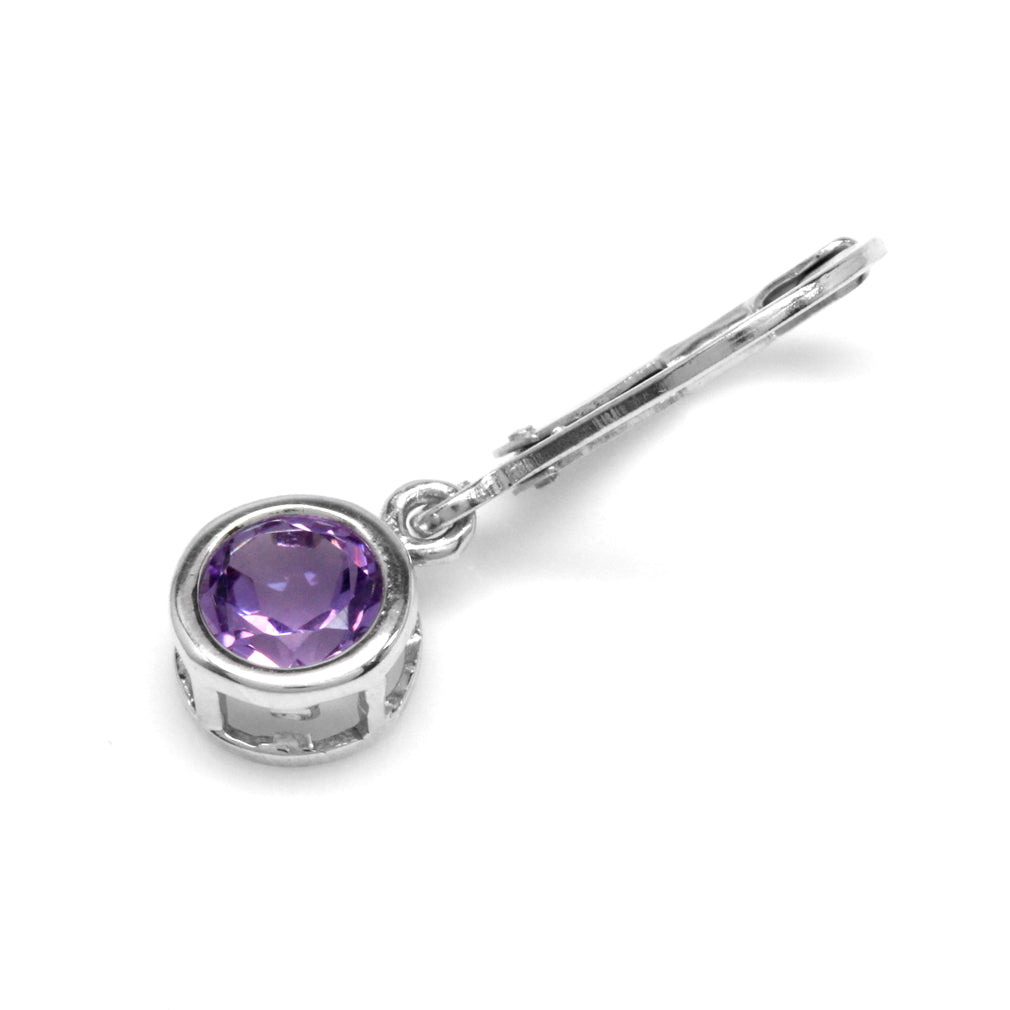 1.6ct. 6mm Natural African Amethyst 925 Sterling Silver Bezel Set Leverback Dangle Earrings - Silvershake-store