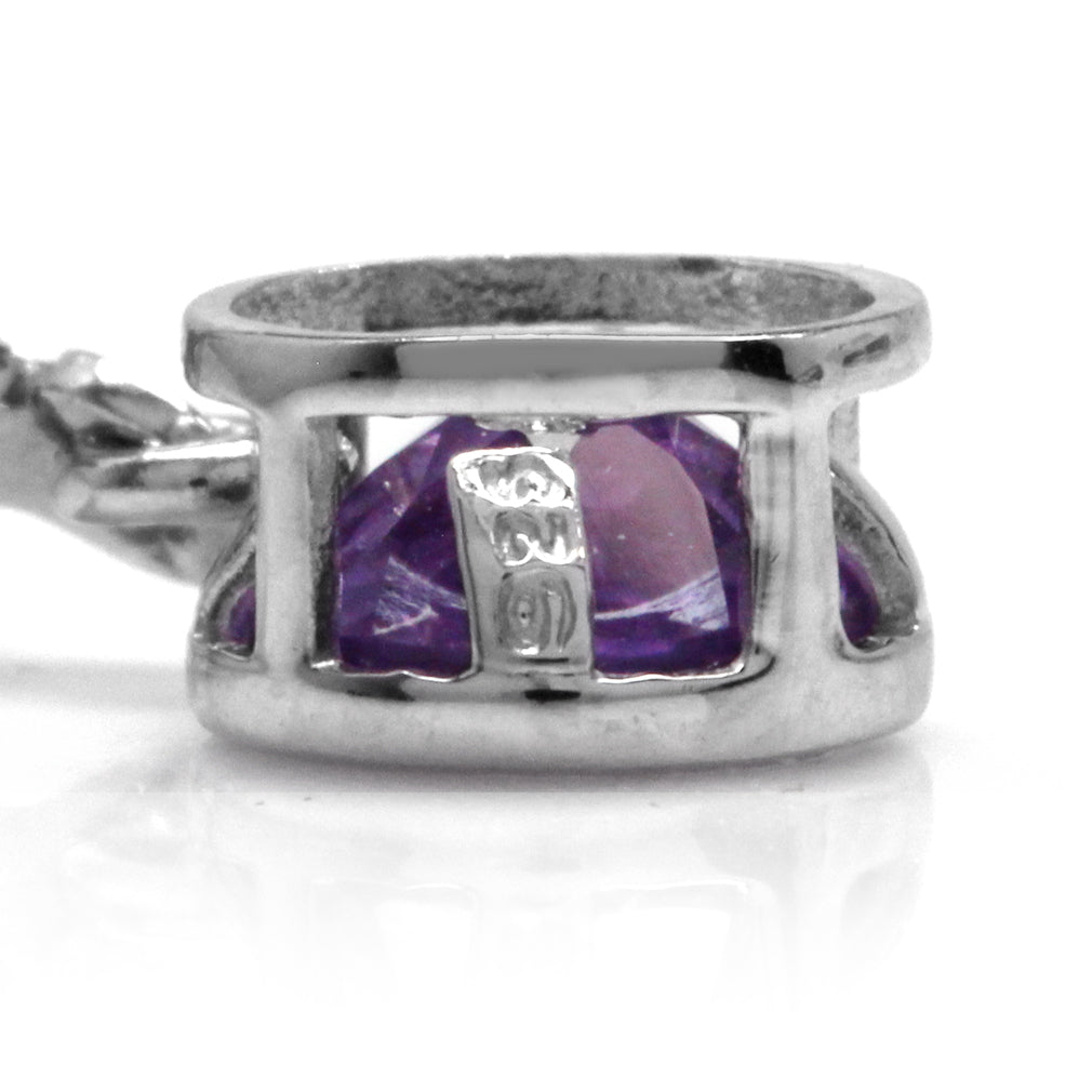 1.6ct. 6mm Natural African Amethyst 925 Sterling Silver Bezel Set Leverback Dangle Earrings - Silvershake-store