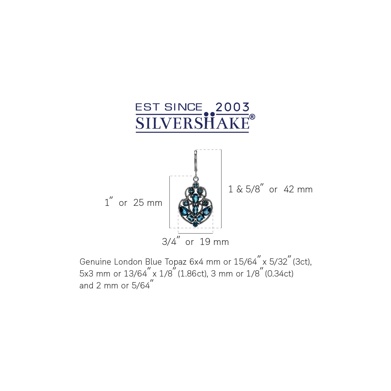 Silvershake 5.6ct. Genuine London Blue Topaz 925 Sterling Silver Filigree Victorian Style Leverback Earrings - Silvershake-store