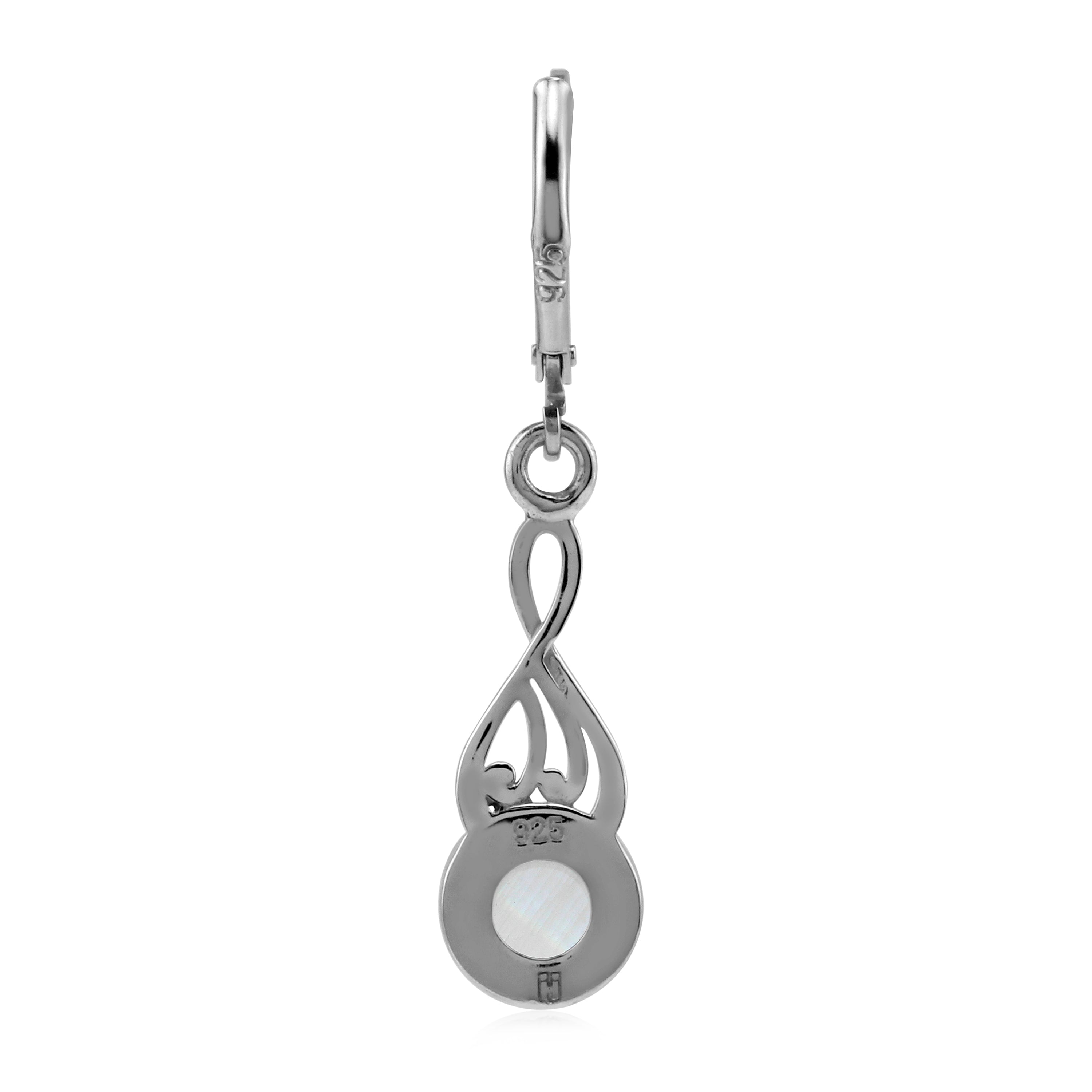 Silvershake 7mm Natural Rainbow Moonstone White Gold Plated 925 Sterling Silver Victorian Swirl Style Leverback Dangle Earrings June Gemstone Birthstone - Silvershake-store