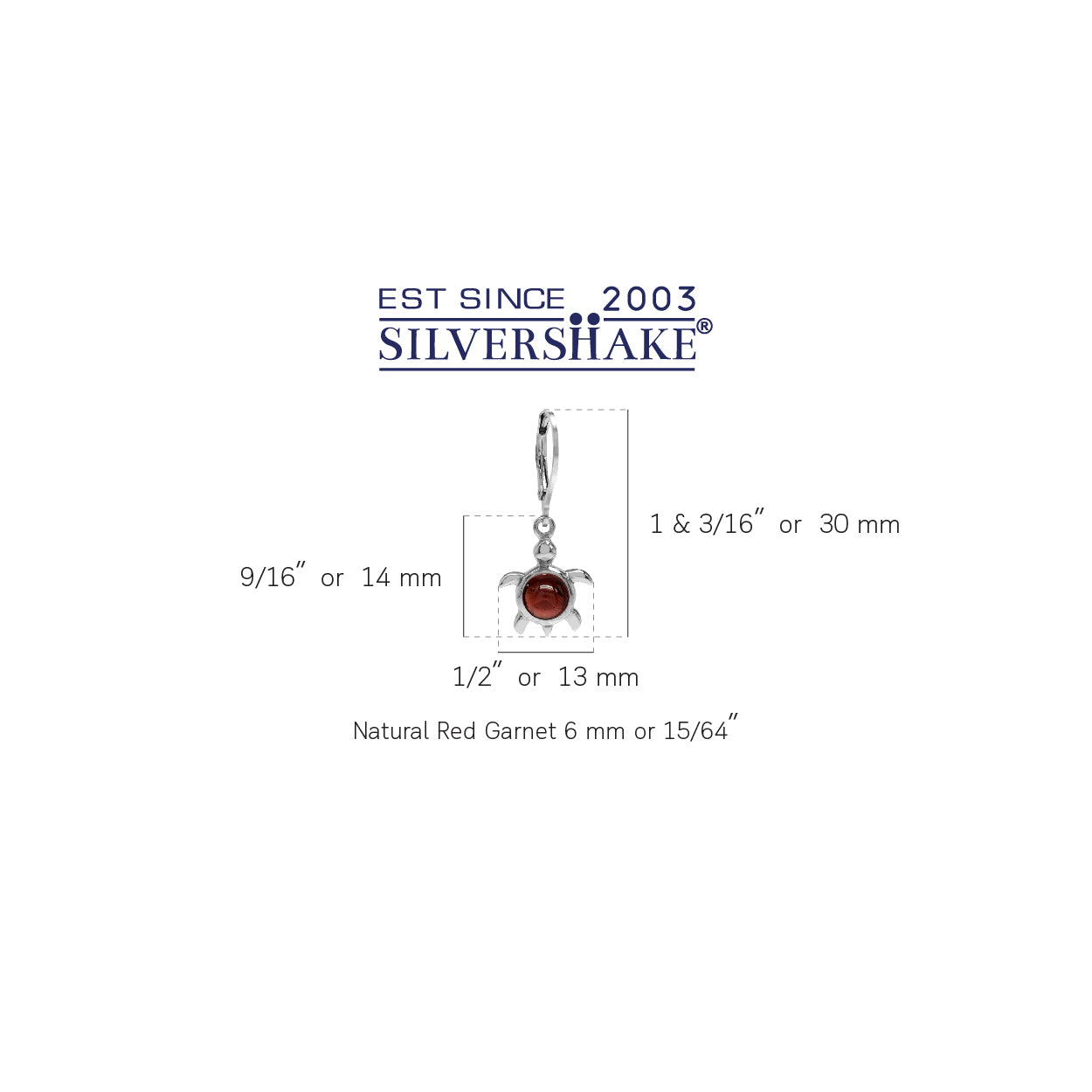 Cabochon Garnet White Gold Plated 925 Sterling Silver Turtle Leverback Dangle Earrings - Silvershake-store