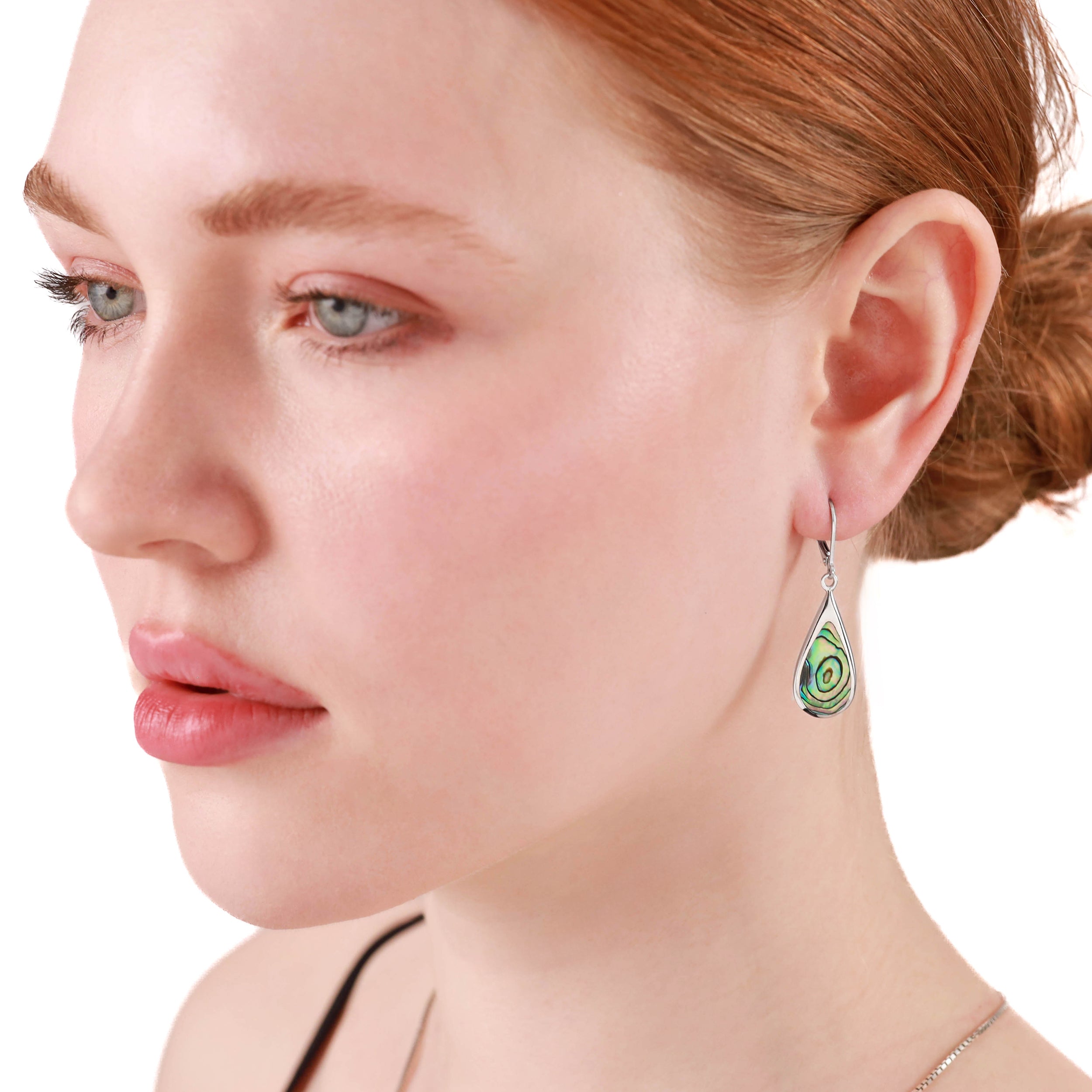 Abalone Paua Shell Inlay White Gold Plated 925 Sterling Silver Drop Dangle Leverback Earrings - Silvershake-store
