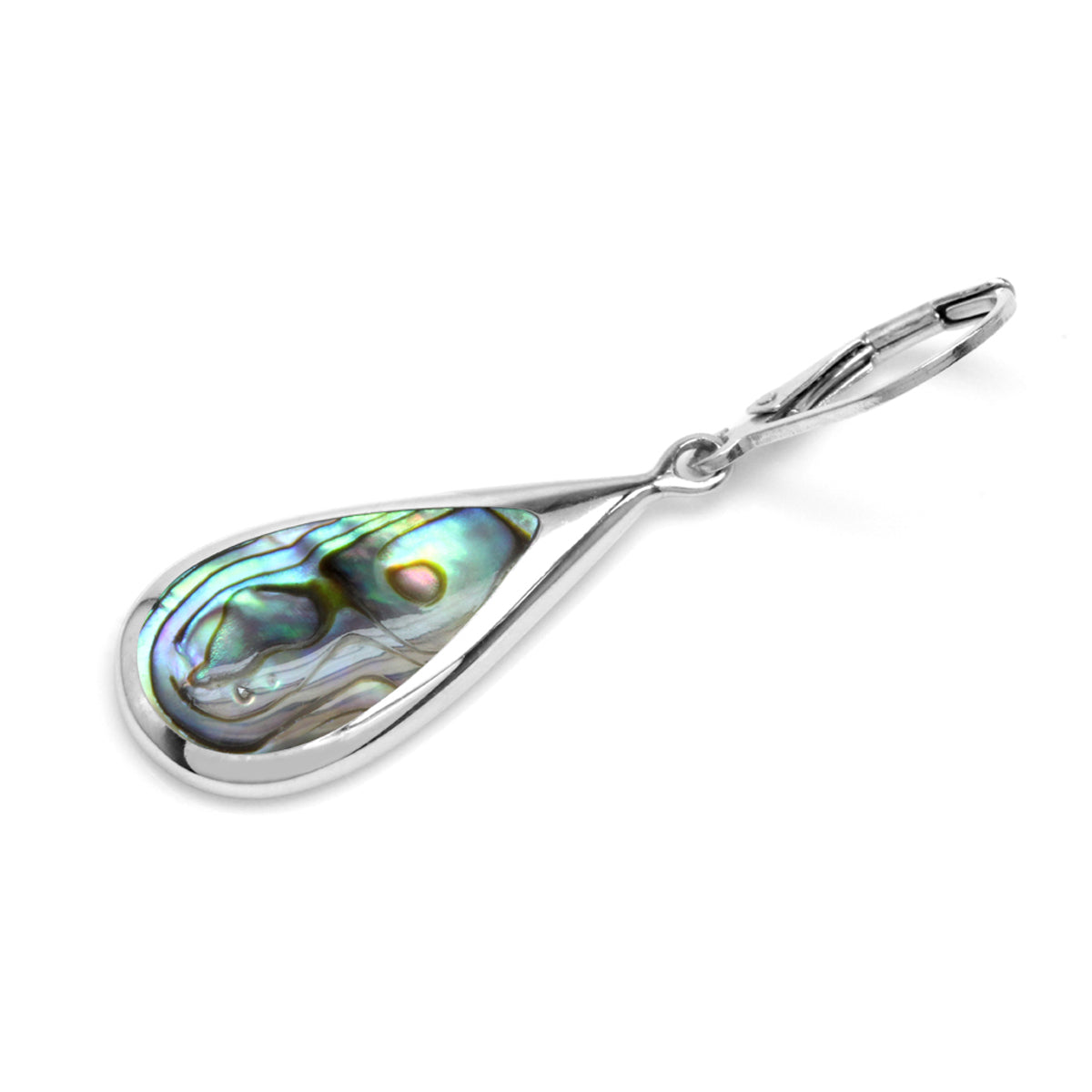 Abalone Paua Shell Inlay White Gold Plated 925 Sterling Silver Drop Dangle Leverback Earrings - Silvershake-store