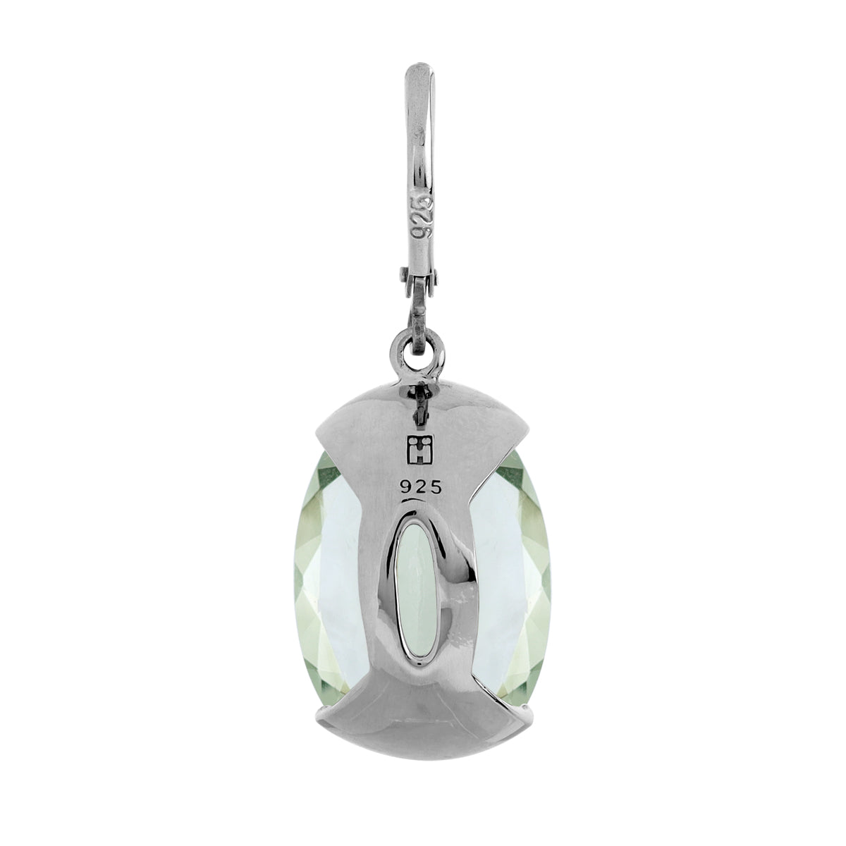 Silvershake 22.26ct. 18x13mm Natural Oval Shape Green Amethyst White Gold Plated 925 Sterling Silver Leverback Earrings - Silvershake-store