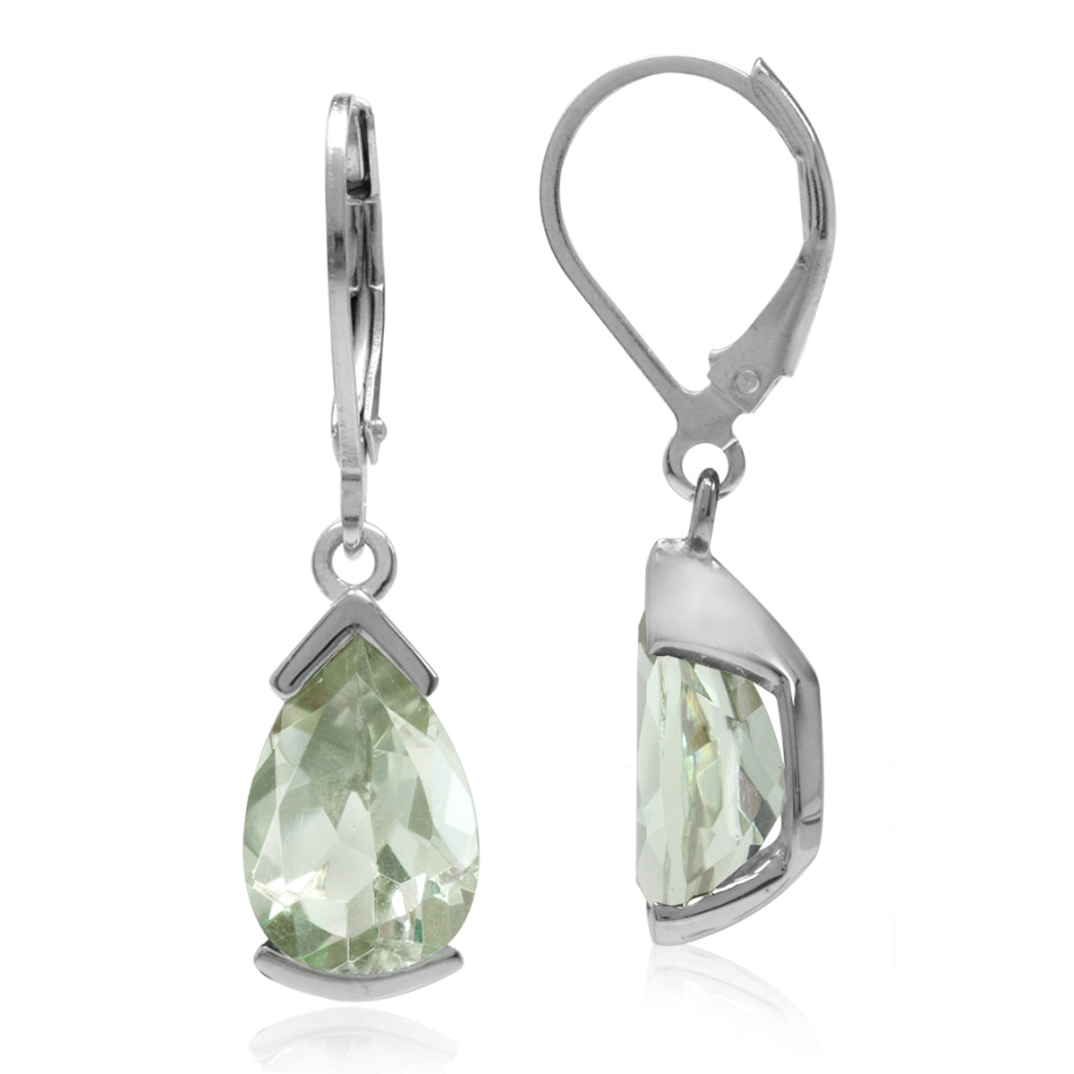 5.24ct. Natural Green Amethyst White Gold Plated 925 Sterling Silver Drop Dangle Leverback Earrings - Silvershake-store