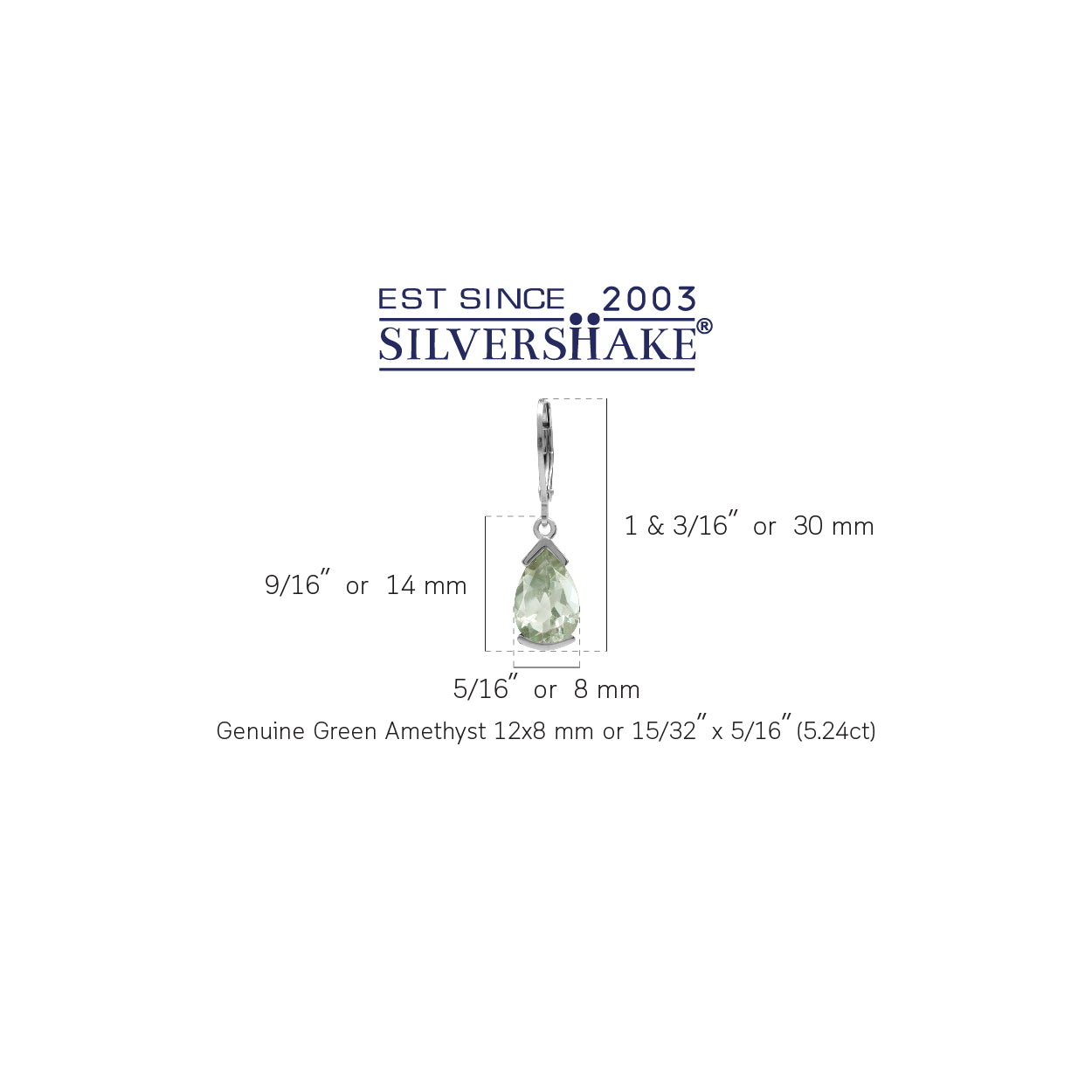 5.24ct. Natural Green Amethyst White Gold Plated 925 Sterling Silver Drop Dangle Leverback Earrings - Silvershake-store