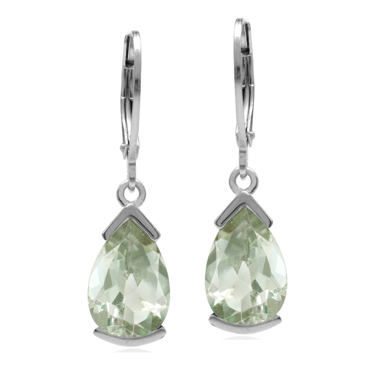 5.24ct. Natural Green Amethyst White Gold Plated 925 Sterling Silver Drop Dangle Leverback Earrings - Silvershake-store