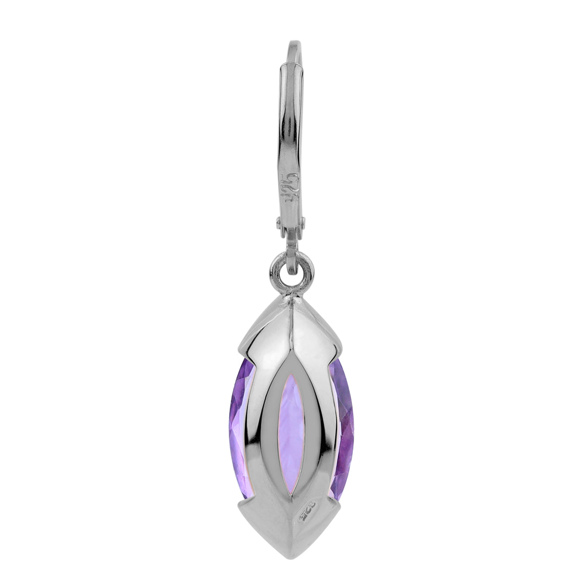 Silvershake 6.8ct. 16x8mm Natural Marquise Amethyst White Gold Plated 925 Sterling Silver Leverback Earrings - Silvershake-store