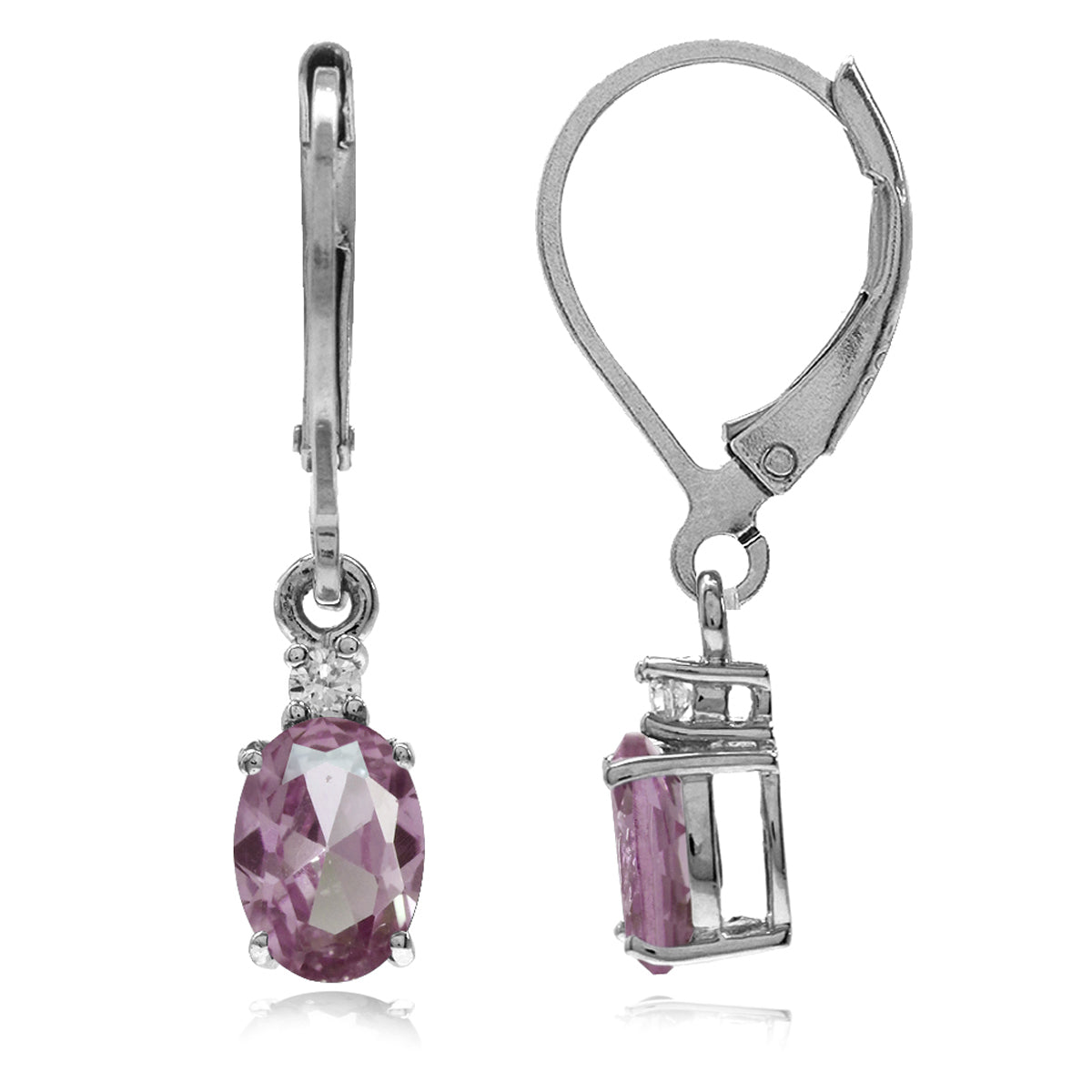 Simulated Color Change Alexandrite White Gold Plated 925 Sterling Silver Leverback Earrings - Silvershake-store