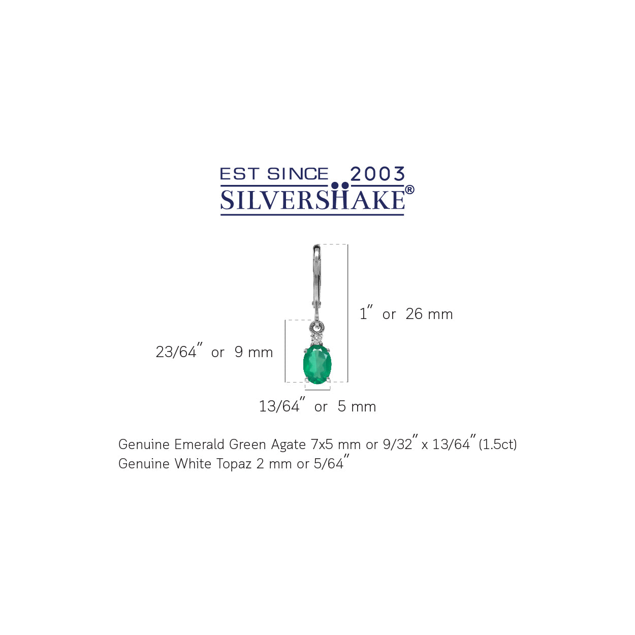 1.5ct. Natural Emerald Green Agate and White Topaz Gold Plated 925 Sterling Silver Leverback Earrings - Silvershake-store