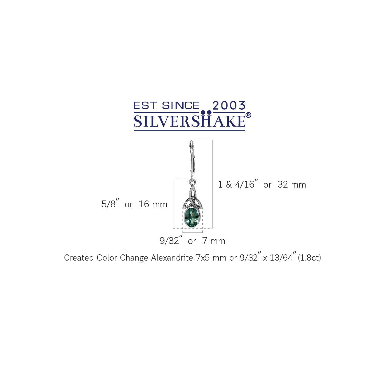 Created Color Change Alexandrite 925 Sterling Silver Triquetra Celtic Knot Leverback Earrings - Silvershake-store