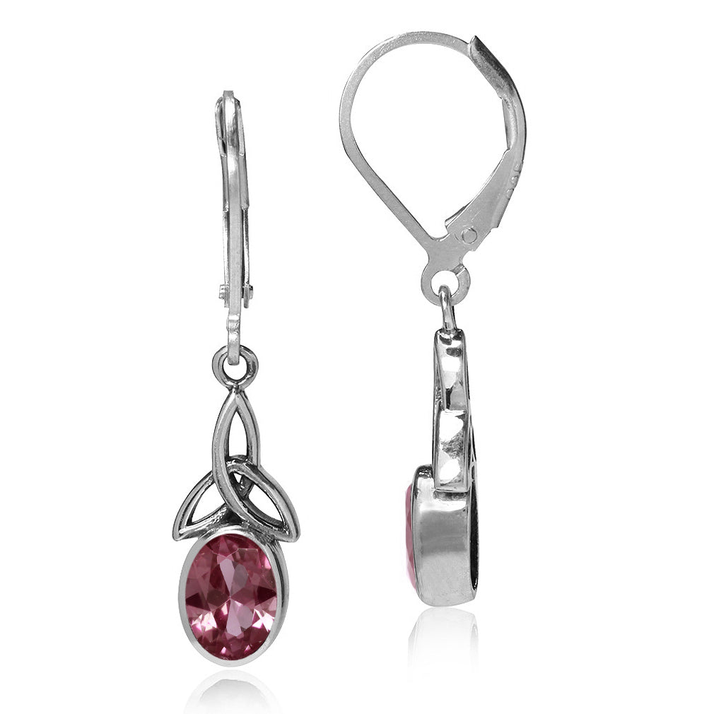 Created Color Change Alexandrite 925 Sterling Silver Triquetra Celtic Knot Leverback Earrings - Silvershake-store