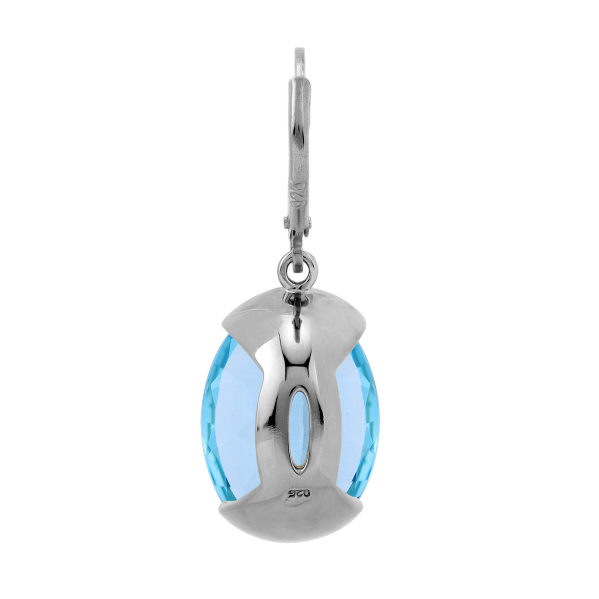 Silvershake 21.66ct. Genuine Oval Shape Blue Topaz White Gold Plated 925 Sterling Silver Leverback Earrings - Silvershake-store