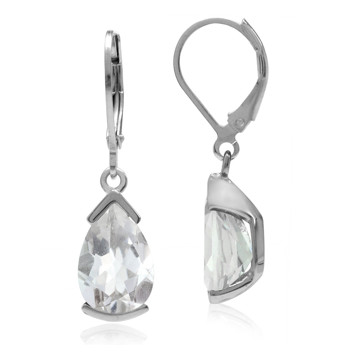 5.3ct. Genuine White Topaz Gold Plated 925 Sterling Silver Drop Dangle Leverback Earrings - Silvershake-store