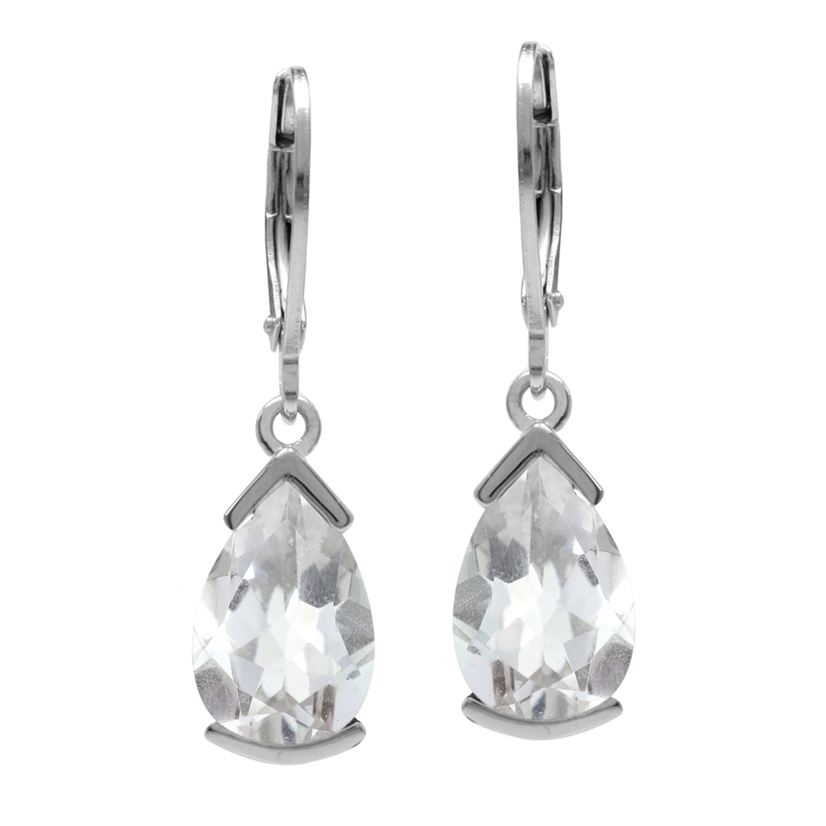 5.3ct. Genuine White Topaz Gold Plated 925 Sterling Silver Drop Dangle Leverback Earrings - Silvershake-store