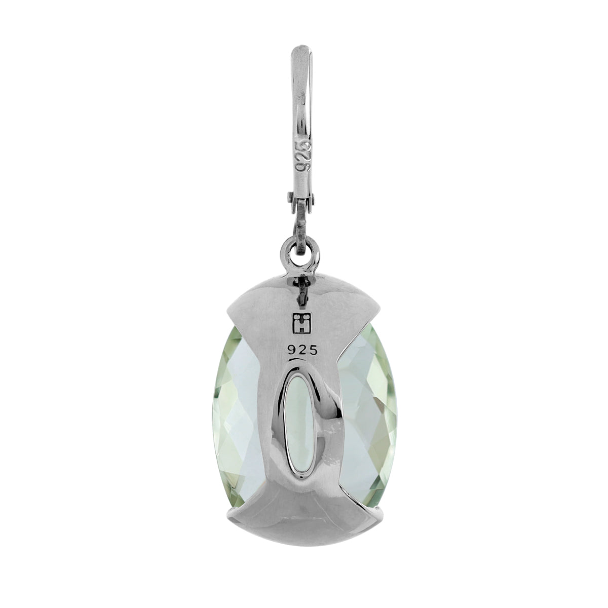 Silvershake 22.06ct. Genuine Oval Shape Green Amethyst White Gold Plated 925 Sterling Silver Leverback Earrings - Silvershake-store
