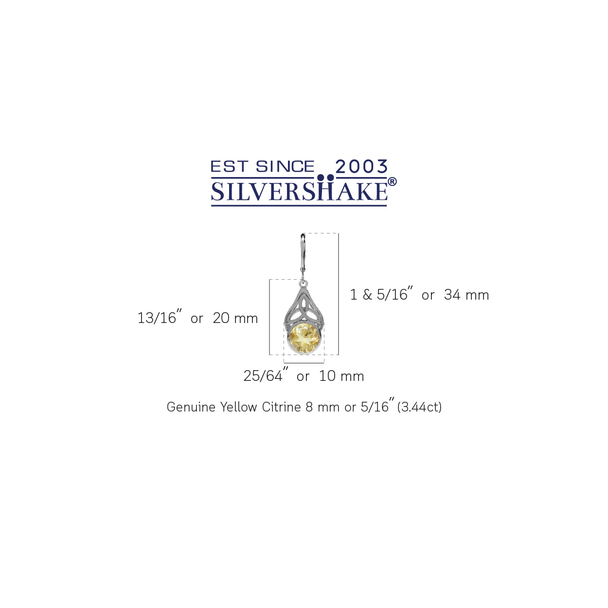 Silvershake 3.44ct. Natural Citrine 925 Sterling Silver Triquetra Celtic Knot Leverback Dangle Earrings - Silvershake-store