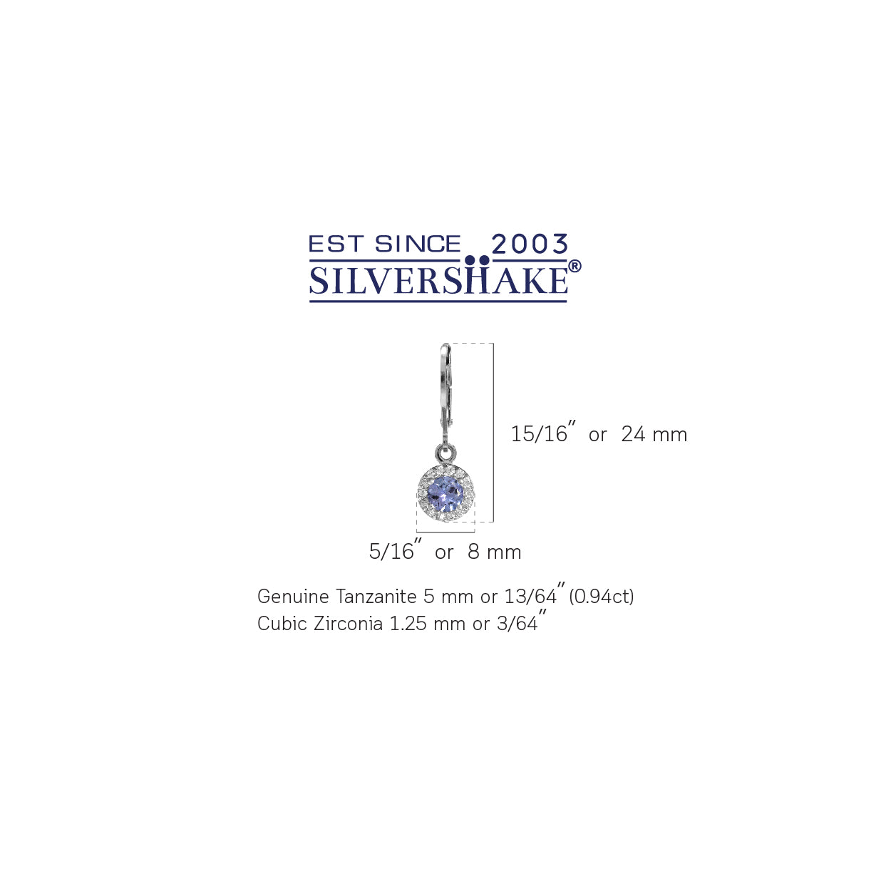 Silvershake 5mm Genuine Tanzanite and White Cubic Zirconia Gold Plated 925 Sterling Silver Halo Leverback Dangle Earrings - Silvershake-store
