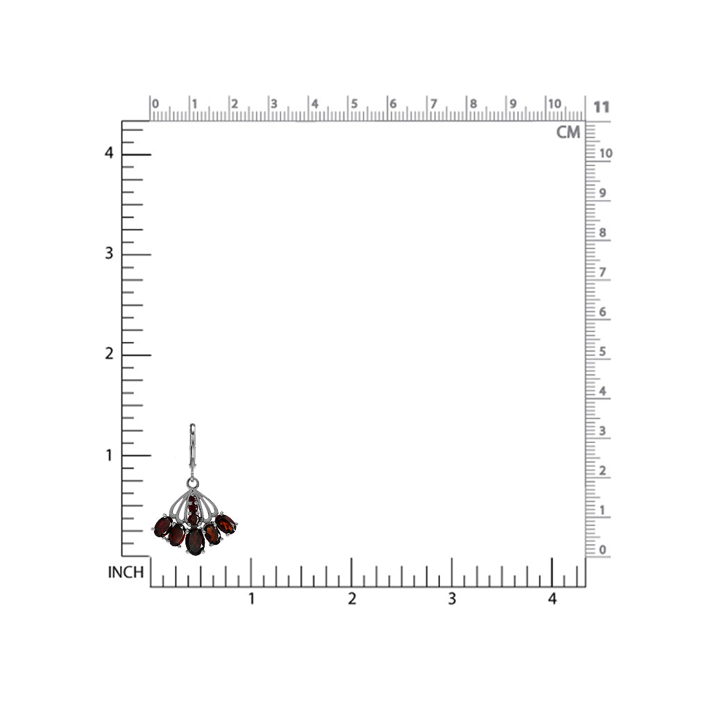 6.94ct. Natural Garnet White Gold Plated 925 Sterling Silver Fan Shape Leverback Dangle Earrings - Silvershake-store