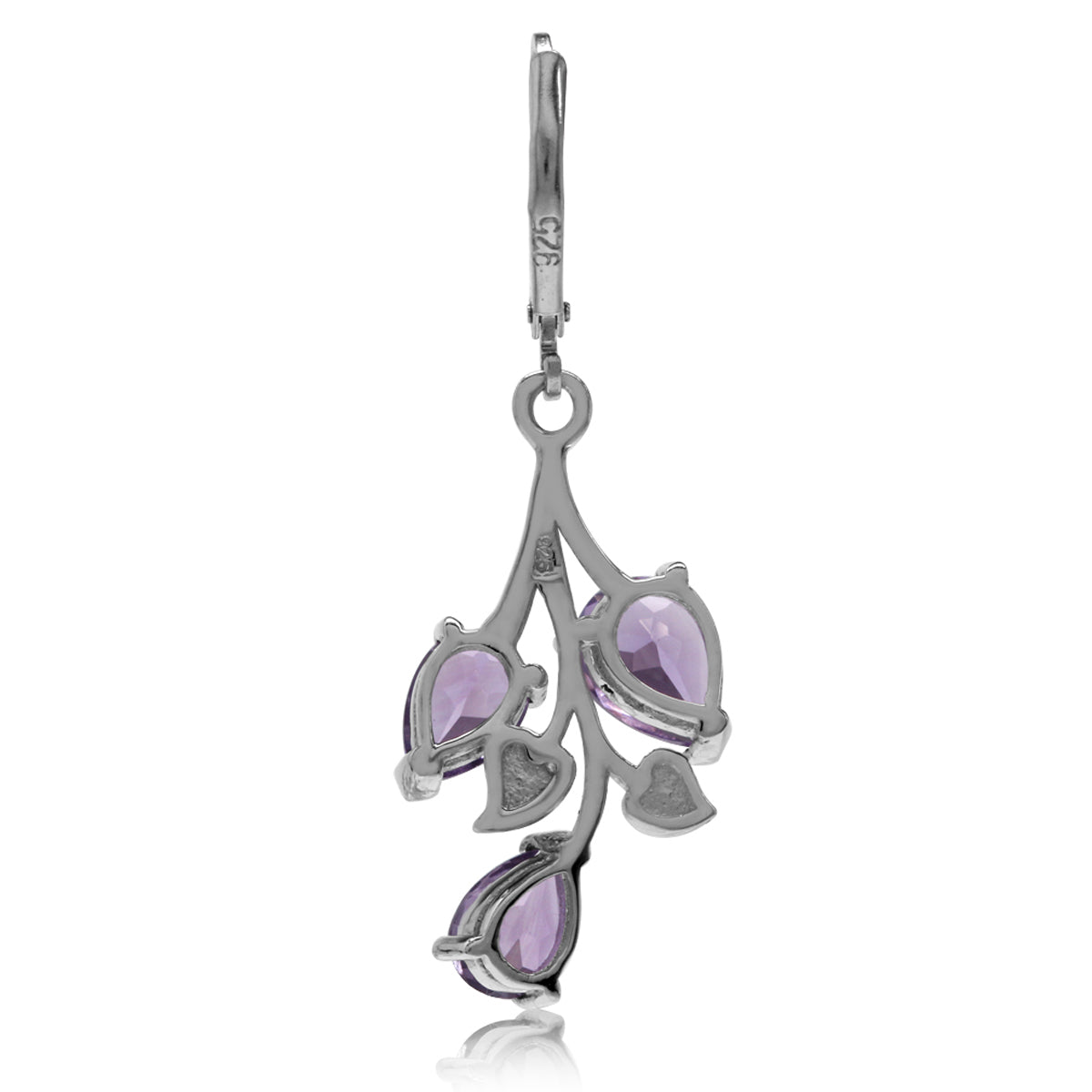 4.66ct. Genuine Amethyst 925 Sterling Silver Leaf Leverback Dangle Earrings - Silvershake-store