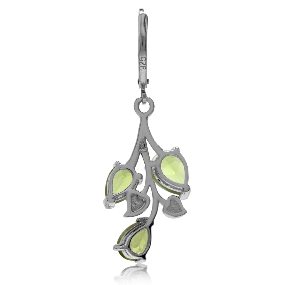 5.52 CTW Natural Pear Shape Green Peridot 925 Sterling Silver Leaf Vintage Inspired Leverback Dangle Earrings August Gemstone Birthstone Jewelry for Women - Silvershake-store