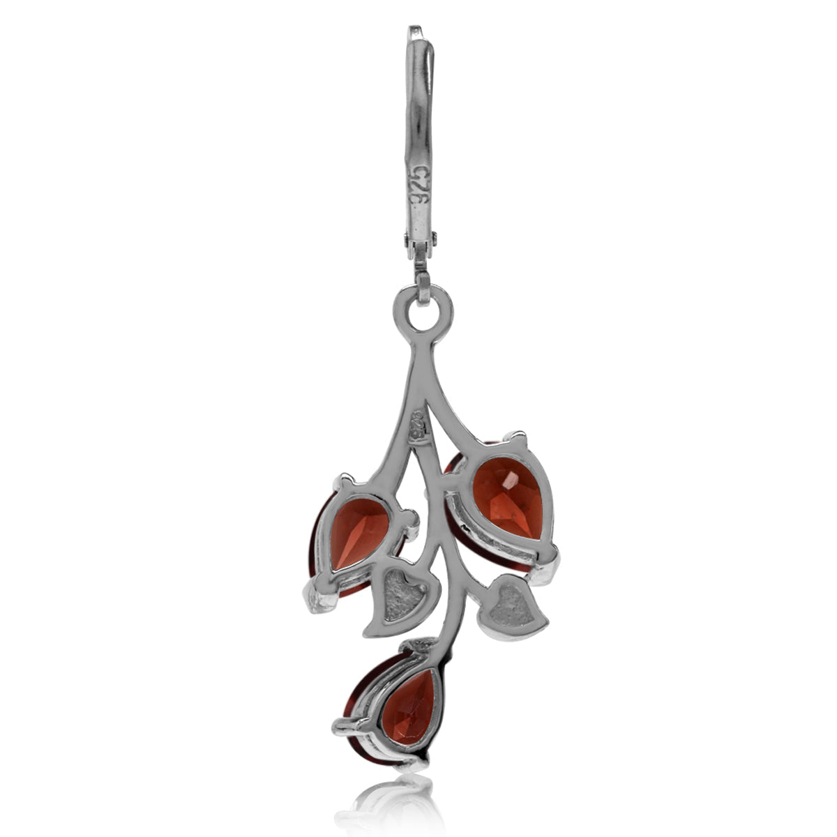 5.7 CTW Natural Pear Shape Red Garnet 925 Sterling Silver Leaf Vintage Inspired Leverback Dangle Earrings January Gemstone Birthstone Jewelry for Women - Silvershake-store