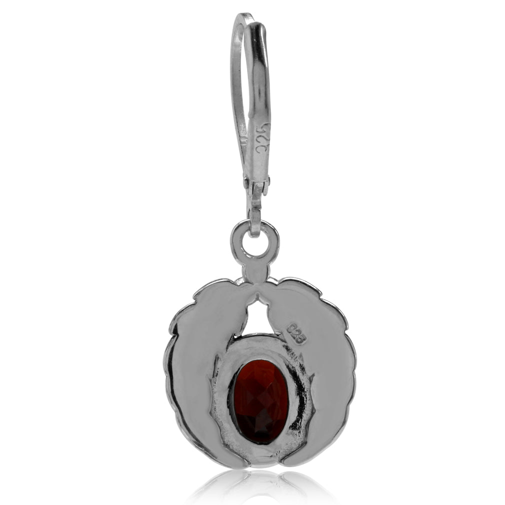 2.9ct. Natural Garnet 925 Sterling Silver Leaf Leverback Dangle Earrings - Silvershake-store