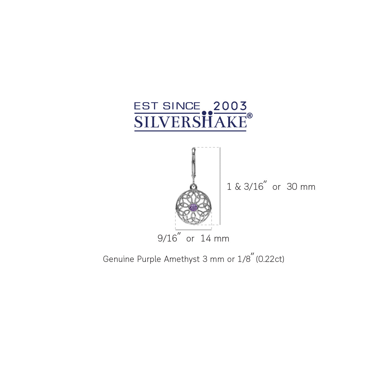 Natural Amethyst 925 Sterling Silver Triquetra Celtic Knot Circle Leverback Dangle Earrings - Silvershake-store